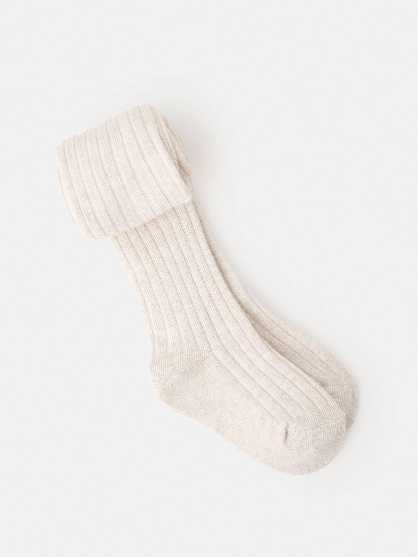 Image 3 of 4 of Mango Younger Girls Ribbed Tights - Beige