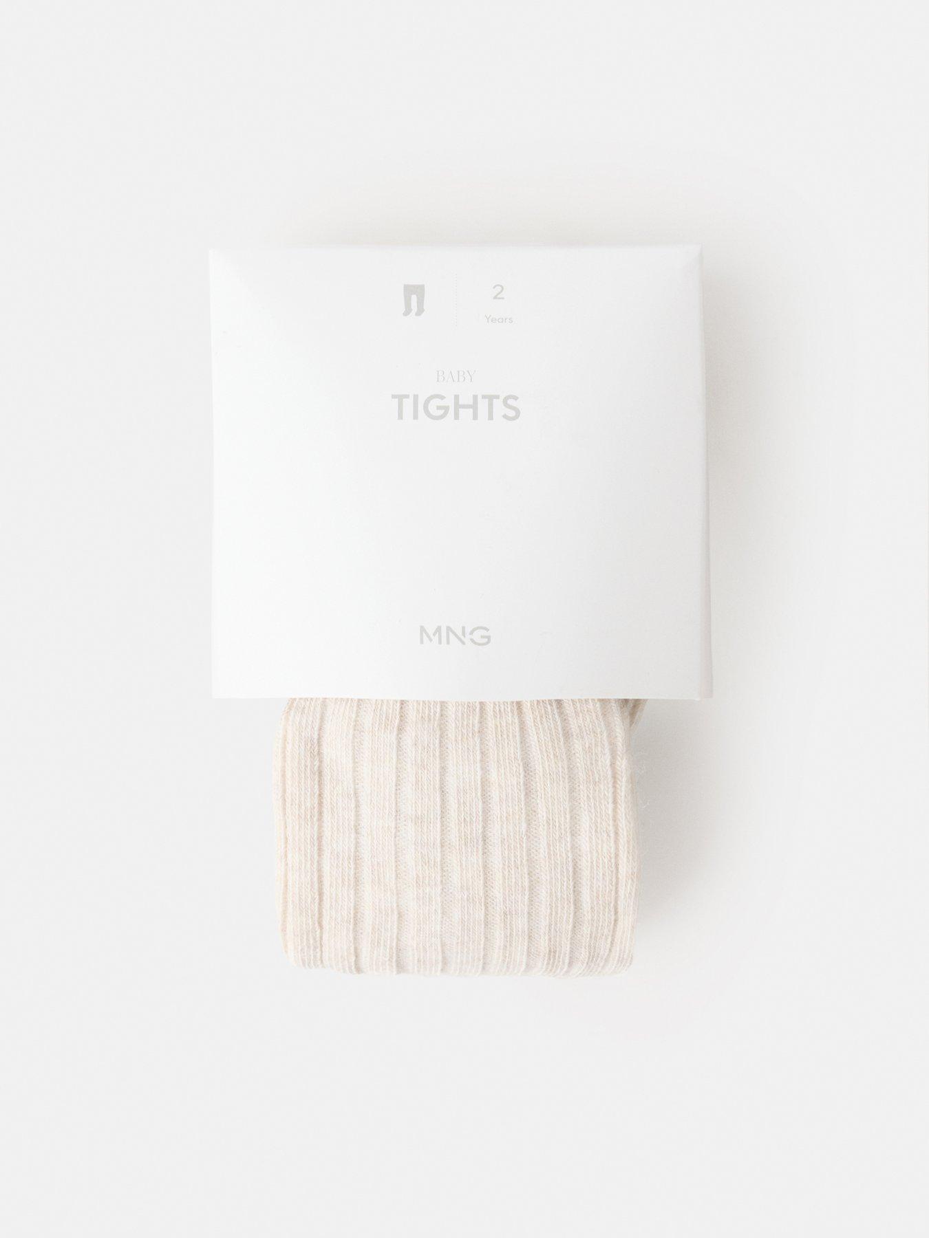 Image 4 of 4 of Mango Younger Girls Ribbed Tights - Beige