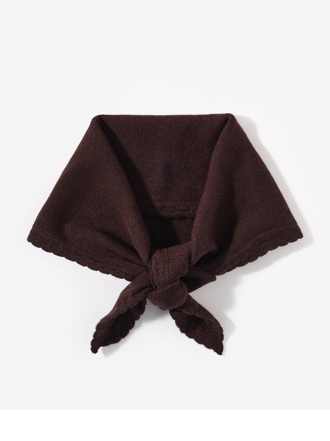 Mint Velvet Chocolate Scallop Edge Triangle Scarf - Brown