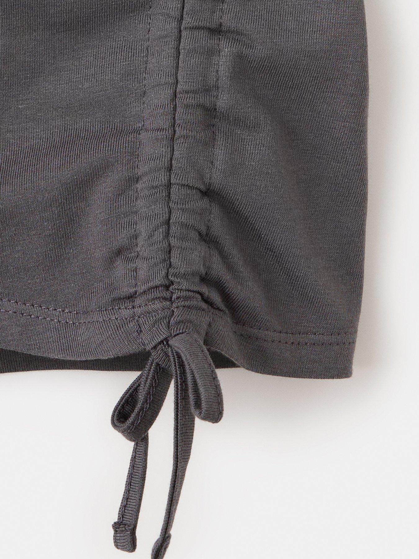Image 3 of 4 of Mango Girls Ruched Side Long Sleeve Tshirt - Dark Grey