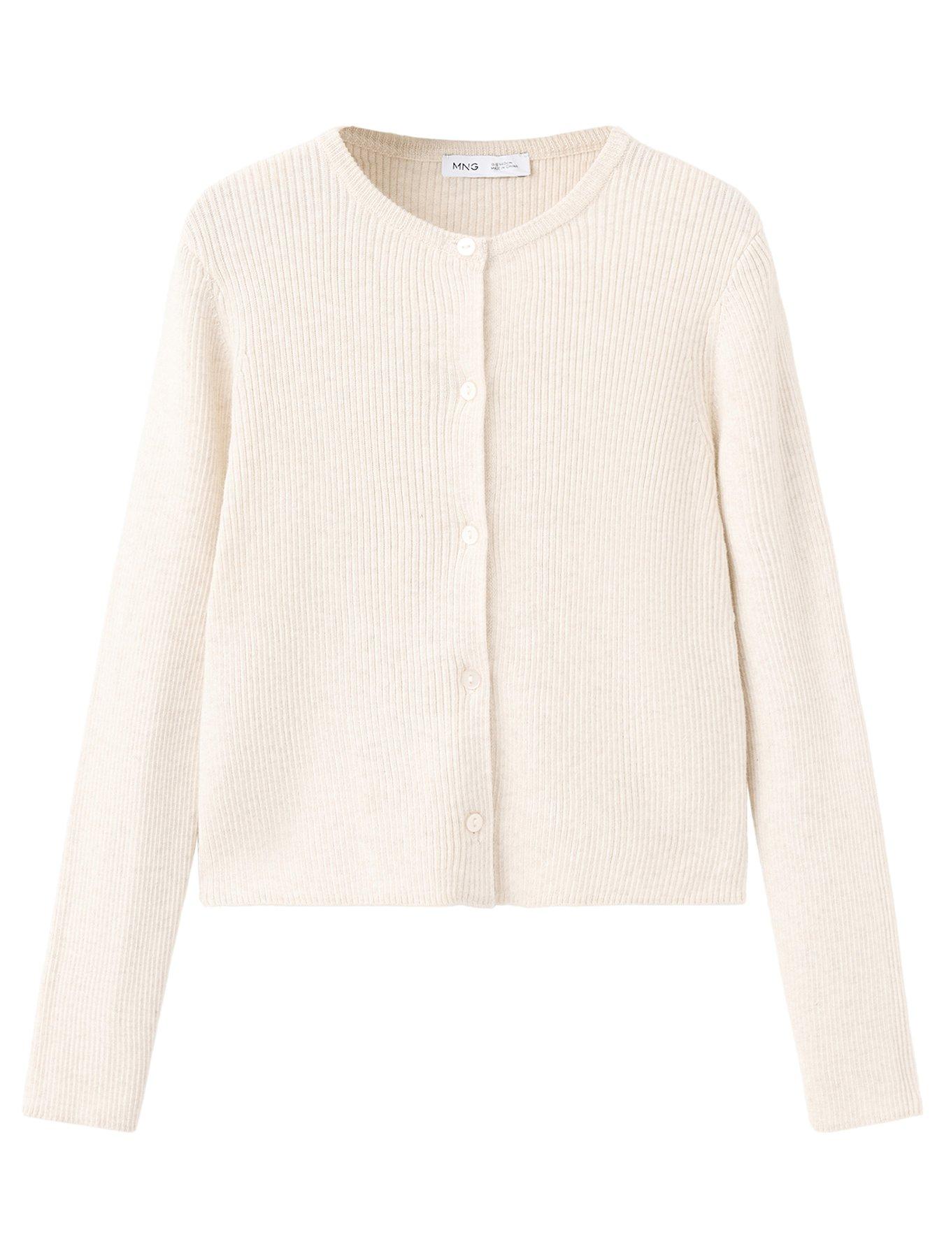 Image 2 of 5 of Mango Girls Ribbed Knit Cardigan - Cream