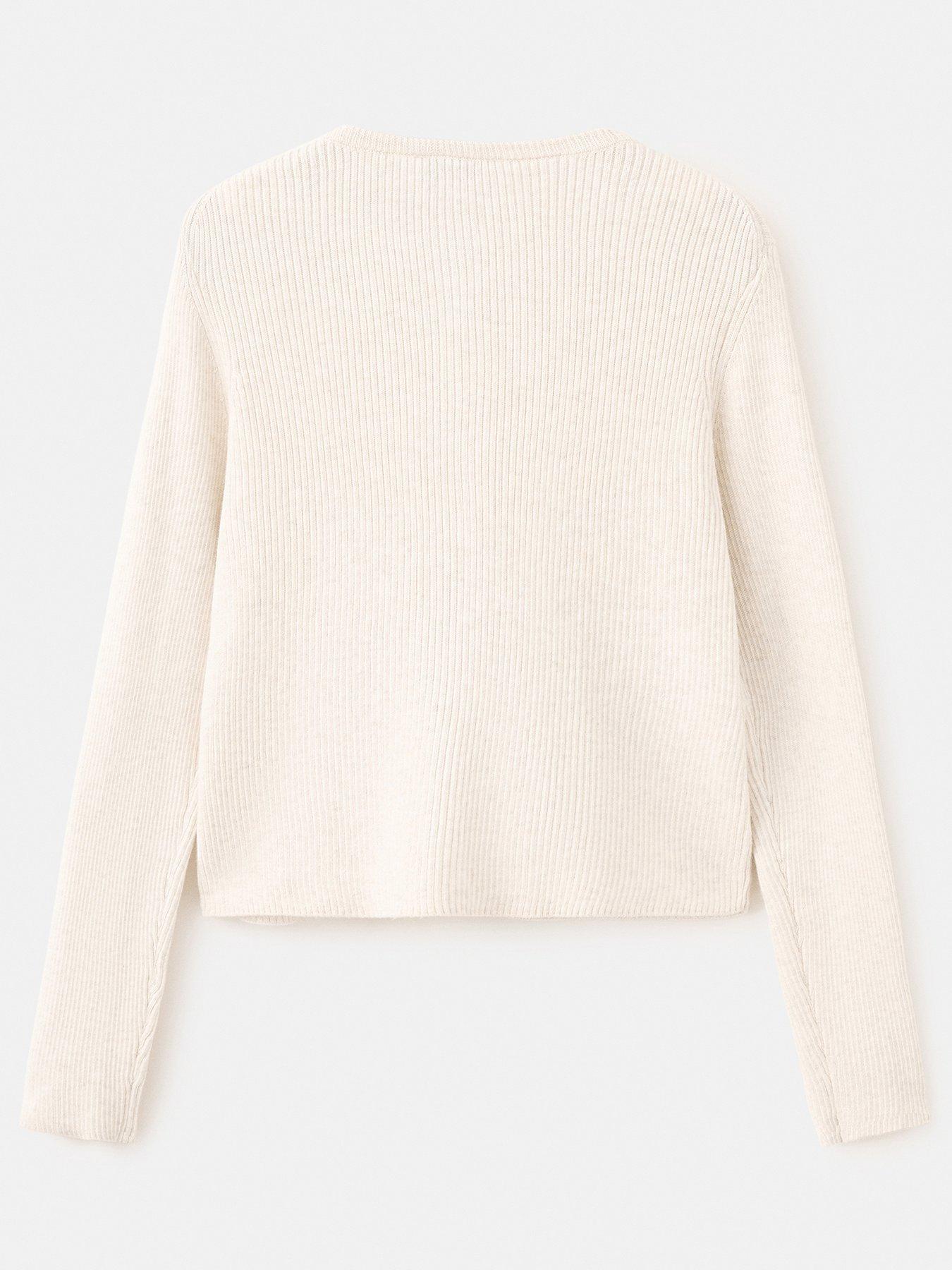 Image 3 of 5 of Mango Girls Ribbed Knit Cardigan - Cream