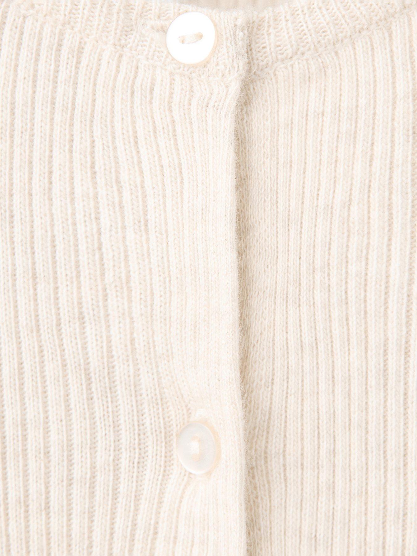 Image 5 of 5 of Mango Girls Ribbed Knit Cardigan - Cream