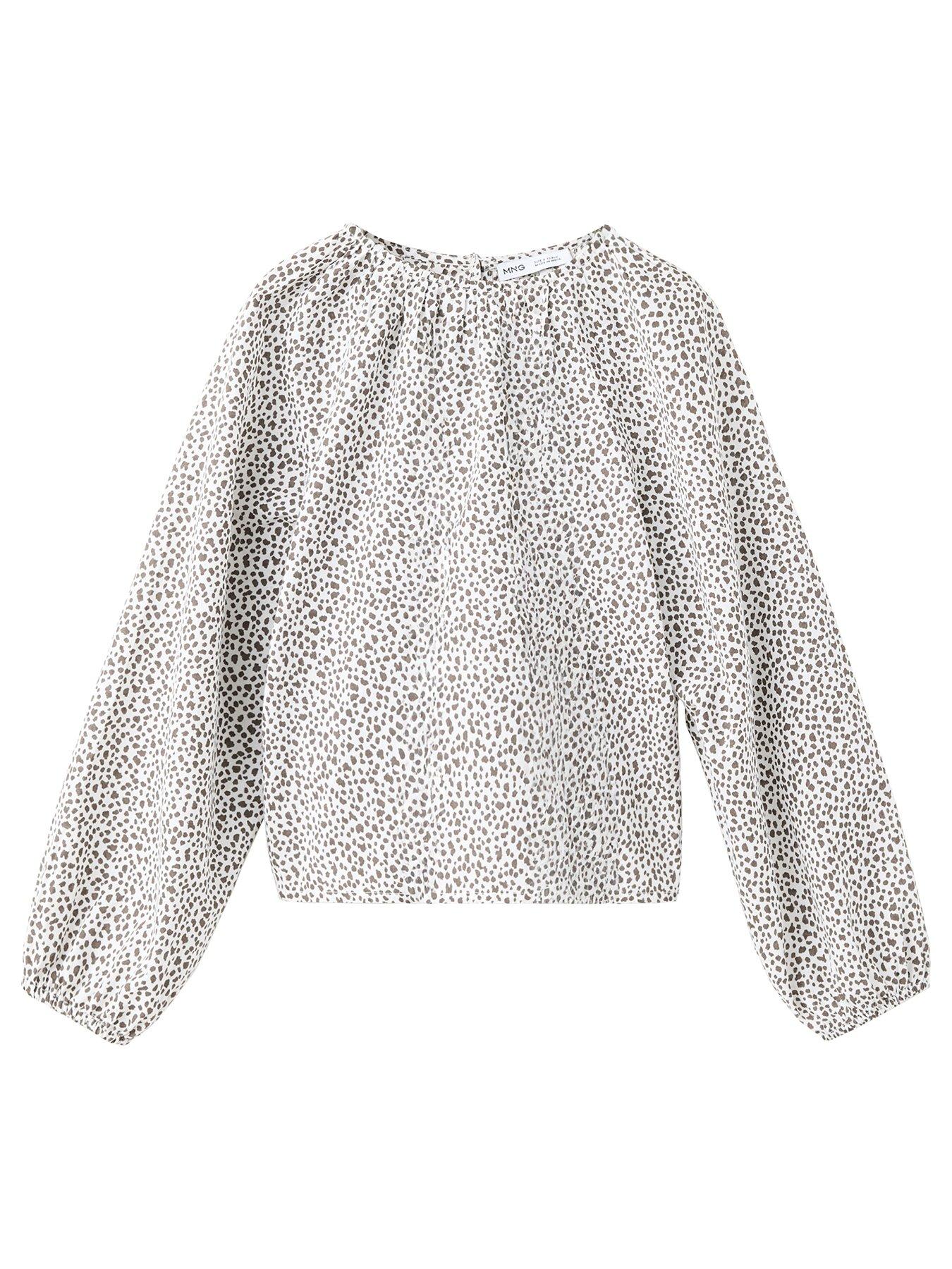 Image 1 of 4 of Mango Girls Animal Print Cotton Blouse - Brown