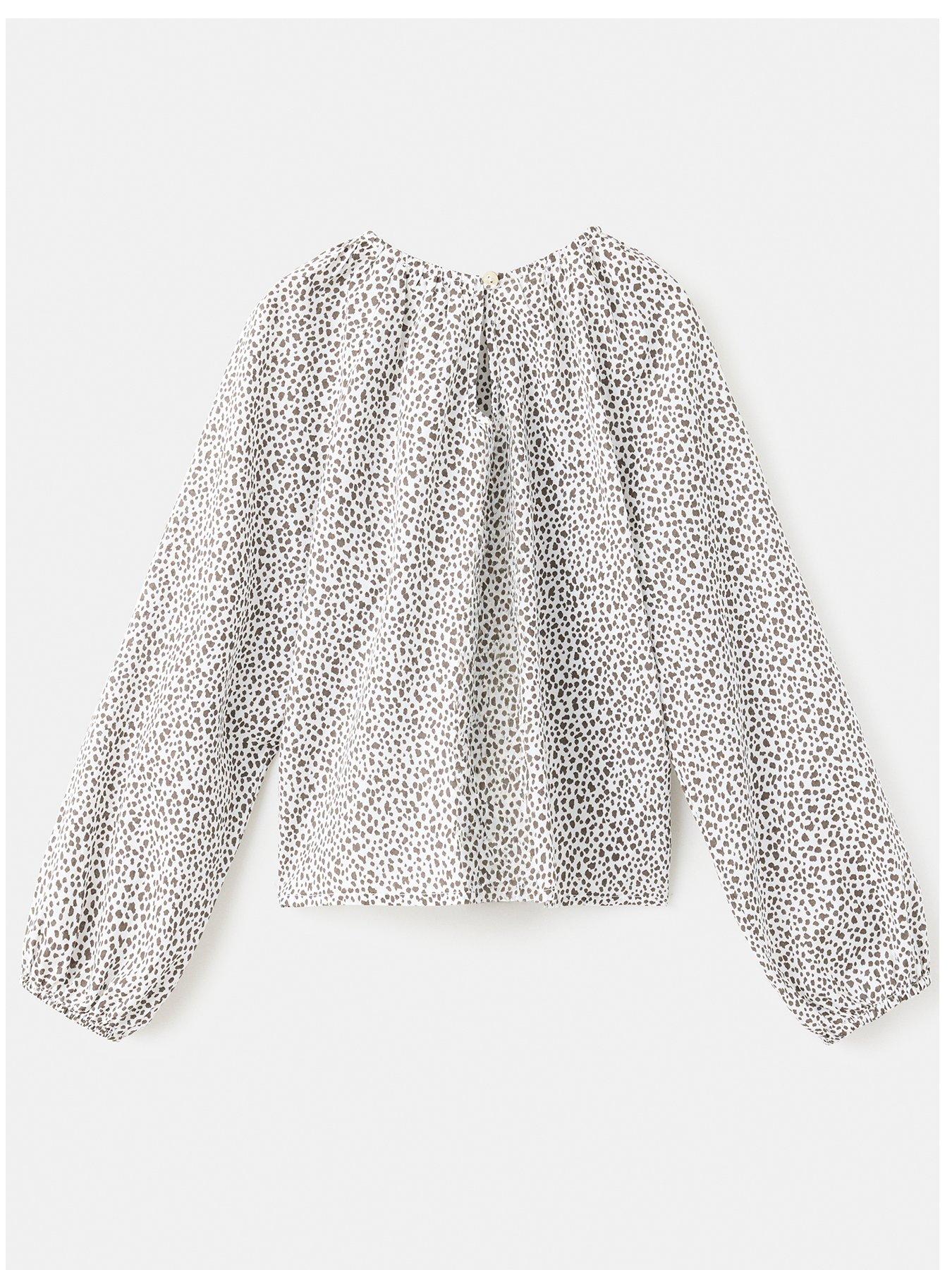 Image 2 of 4 of Mango Girls Animal Print Cotton Blouse - Brown