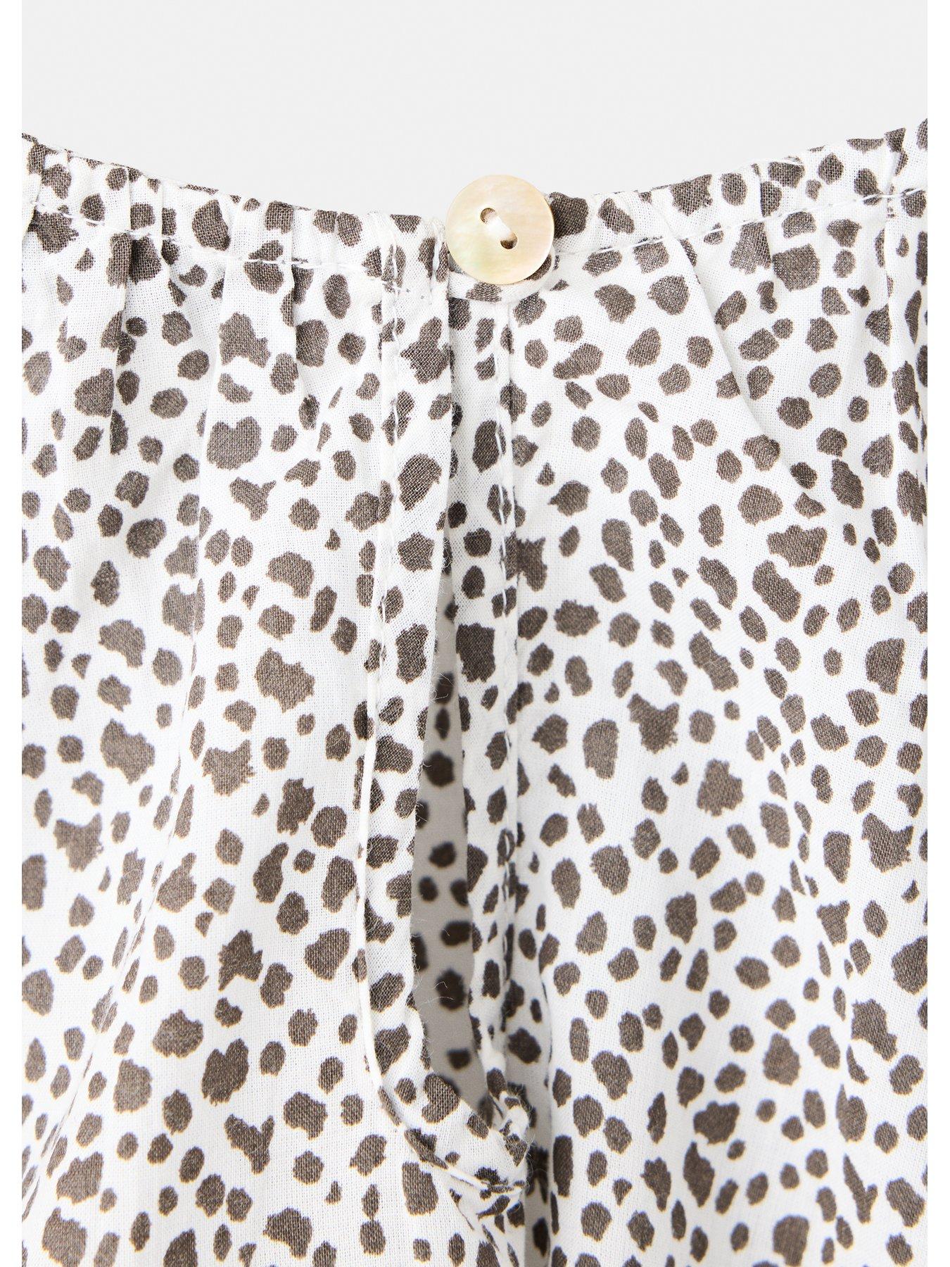 Image 4 of 4 of Mango Girls Animal Print Cotton Blouse - Brown