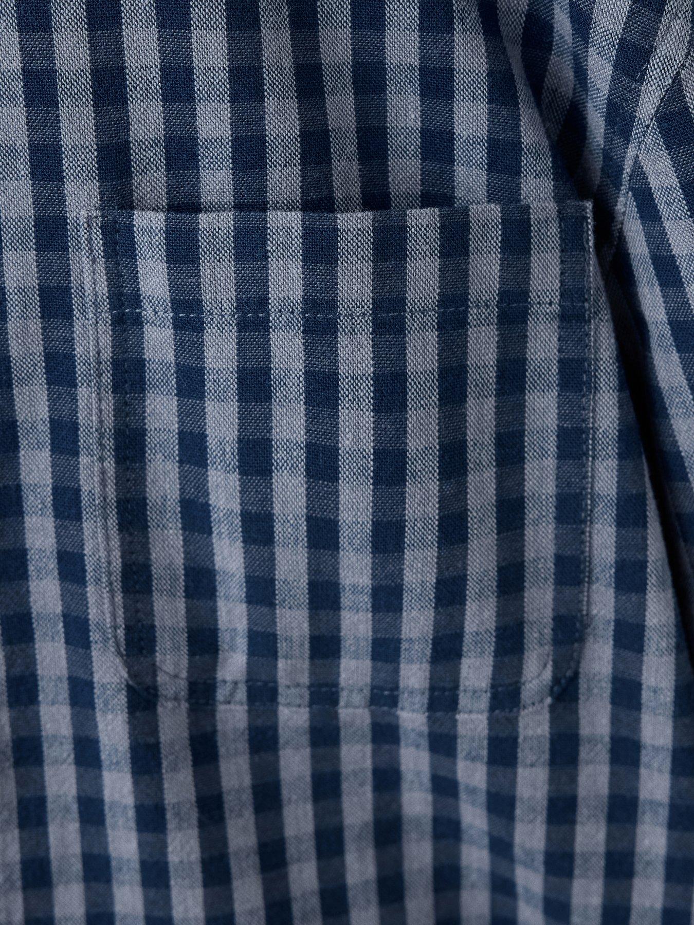 Image 3 of 4 of Mango Younger Boys Long Sleeve Checked Shirt - Navy