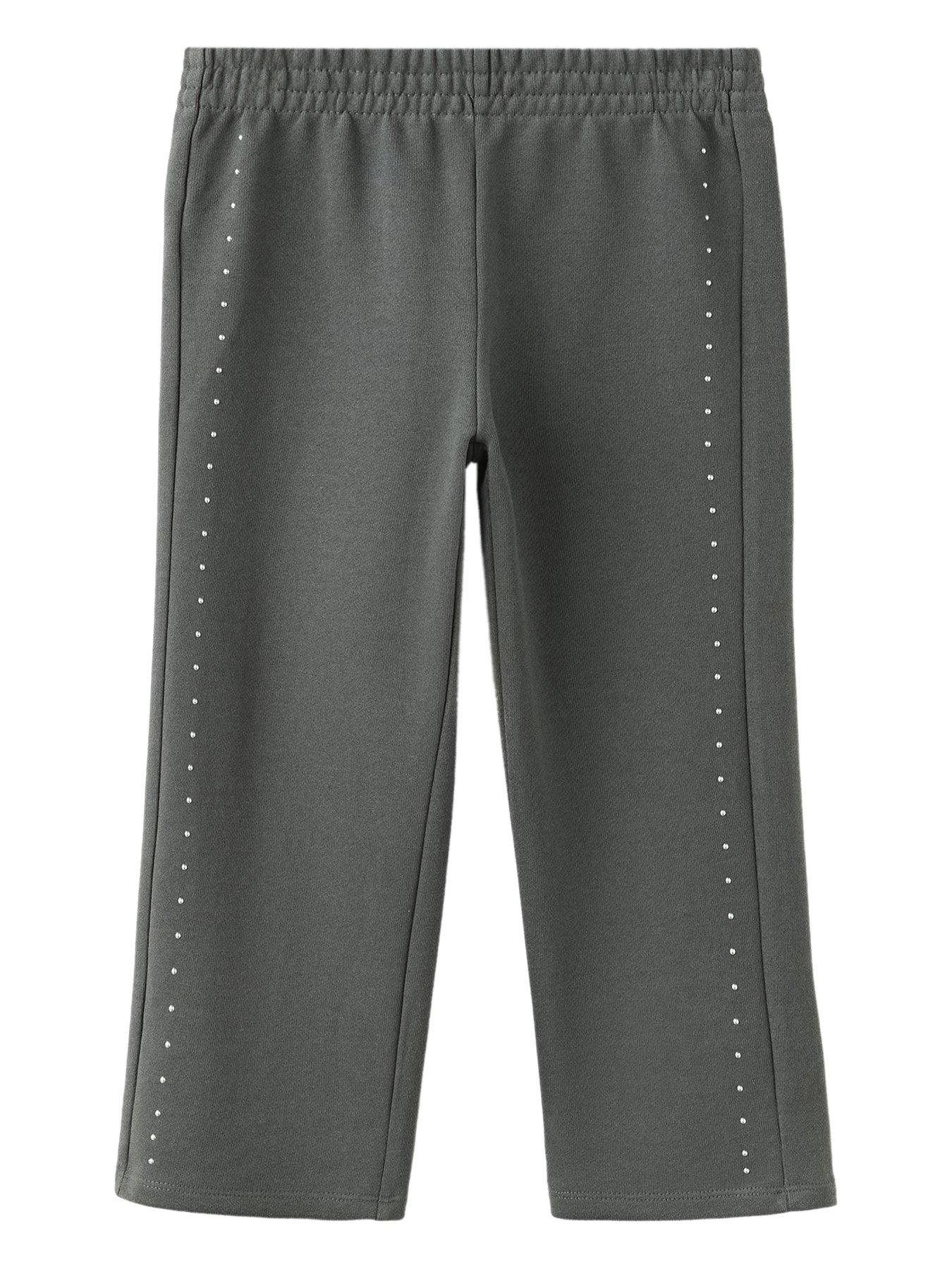 Image 1 of 4 of Mango Younger Girls Studded Co-Ord Joggers - Dark Grey