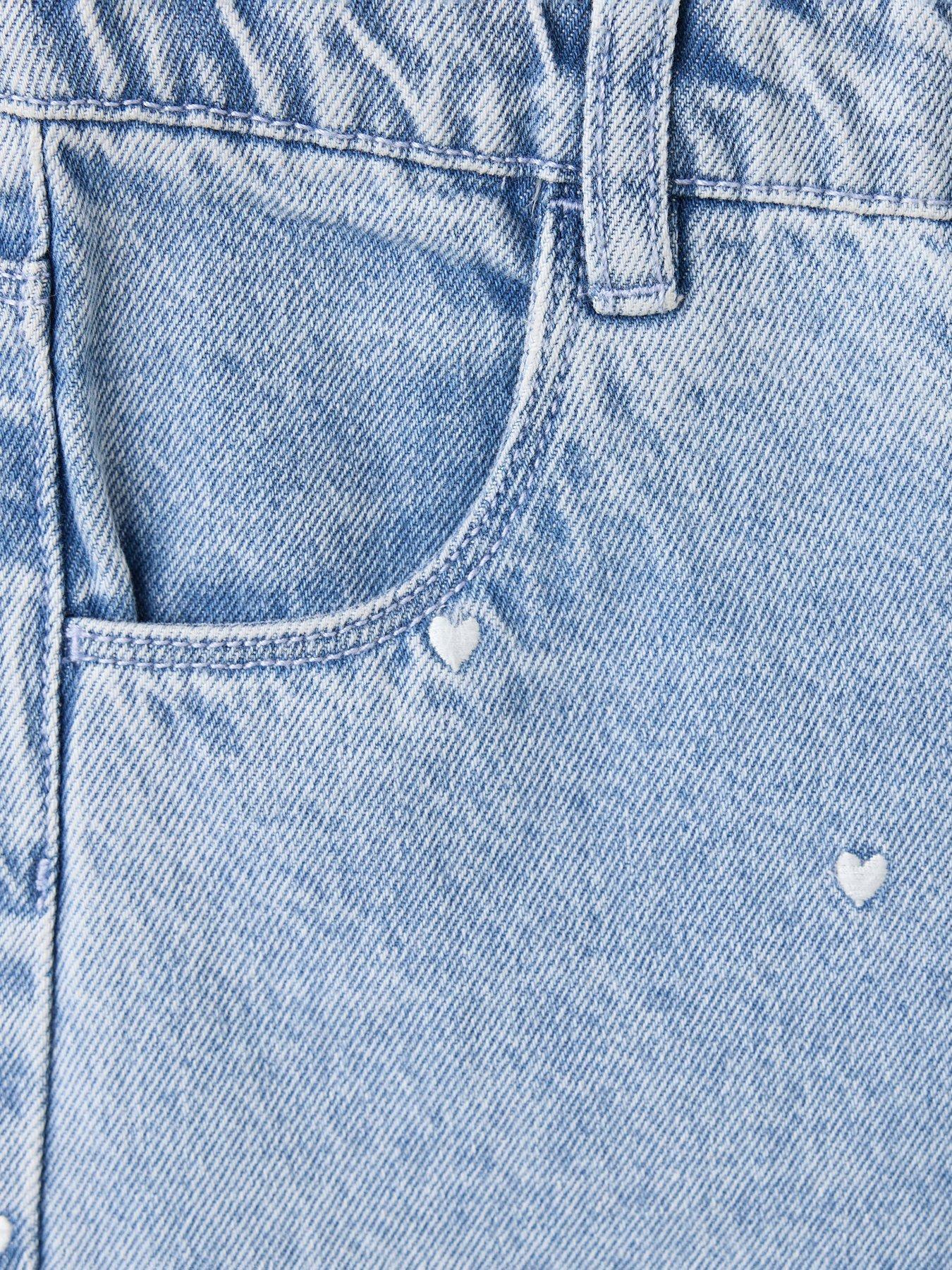 Image 4 of 4 of Mango Younger Girls Heart Embroidered Jeans - Blue