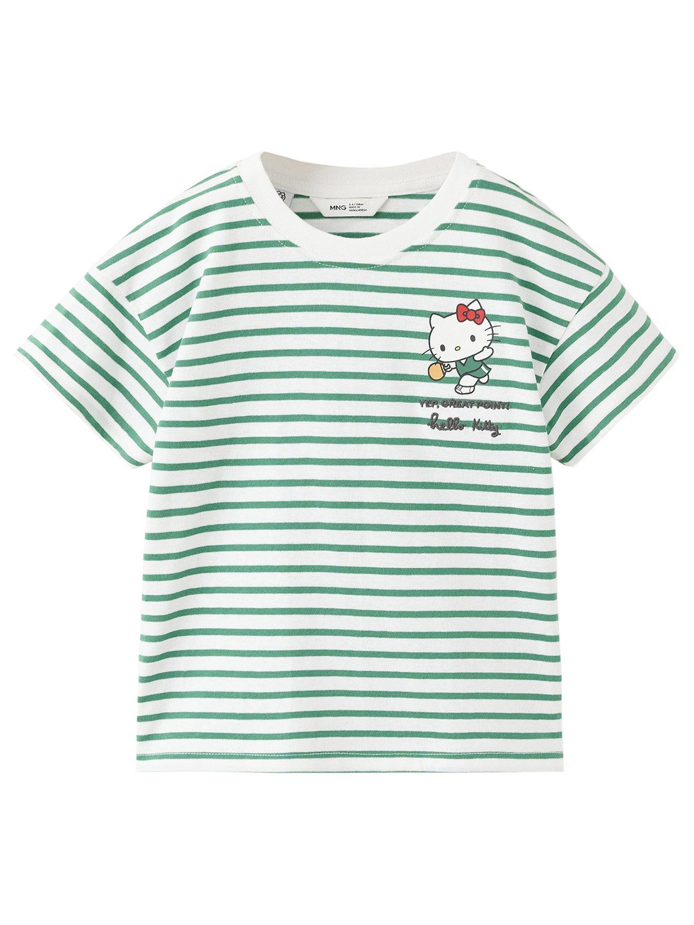 Image 2 of 5 of Mango Hello Kitty Striped T-Shirt - Green