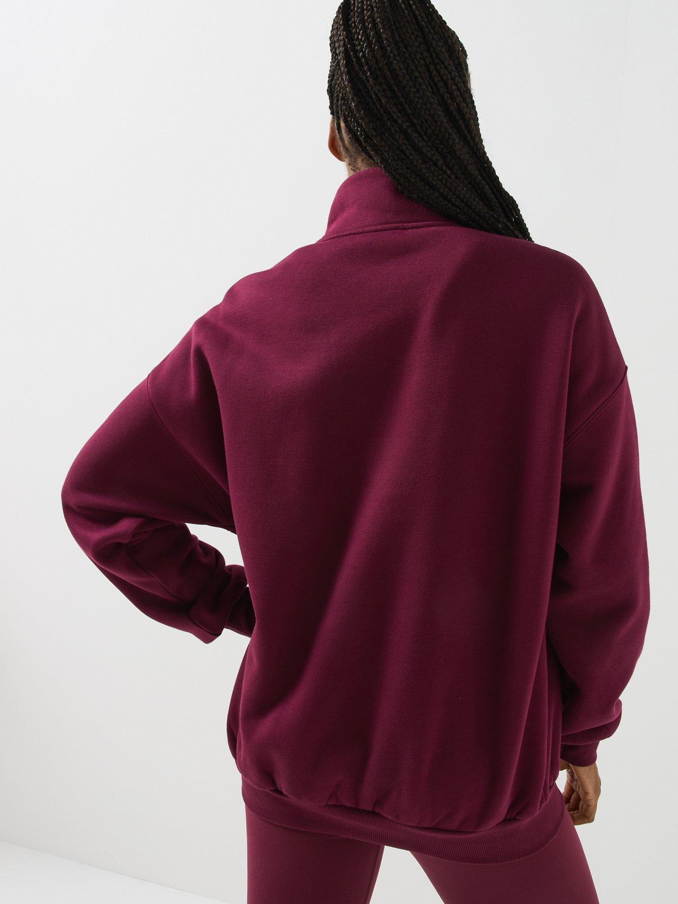 Image 2 of 6 of Gym + Coffee Womens Training Sierra Snap Collar Sweatshirt - Cherry