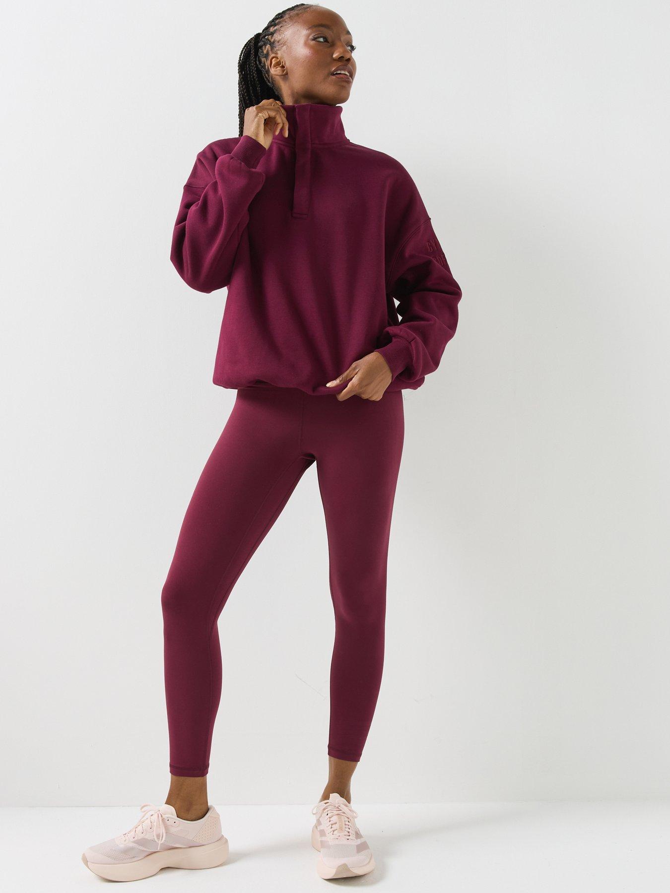 Image 3 of 6 of Gym + Coffee Womens Training Sierra Snap Collar Sweatshirt - Cherry