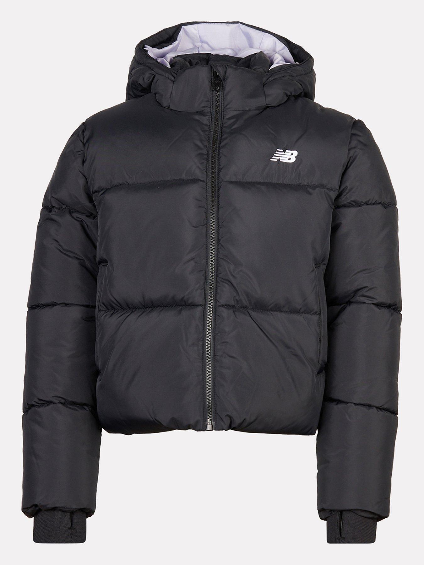 New Balance Junior Girls Unbaffled Puffer Coat - Black