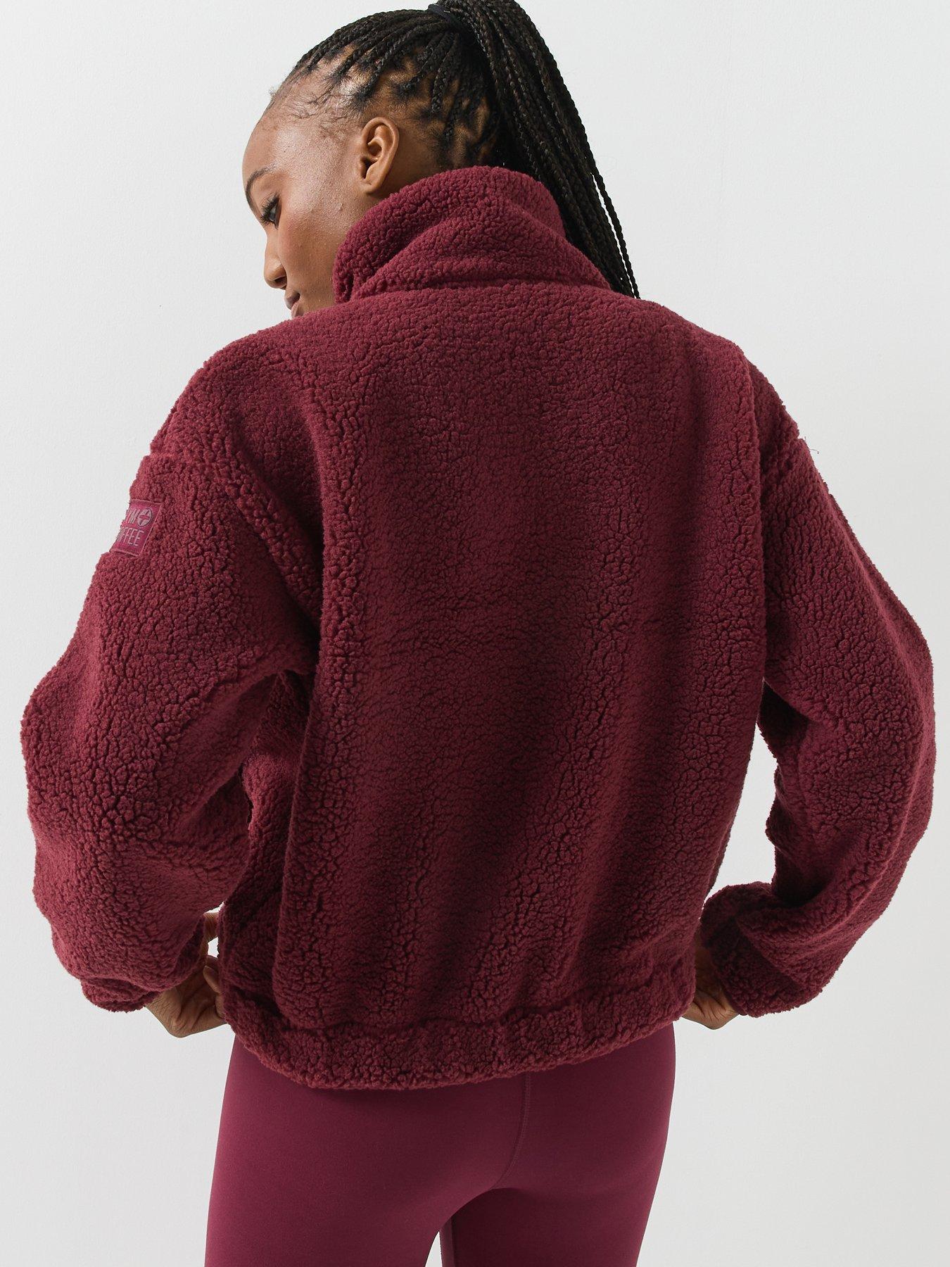 Image 2 of 5 of Gym + Coffee Womens Training Industry Teddy Fleece High Collar Jacket - Brown