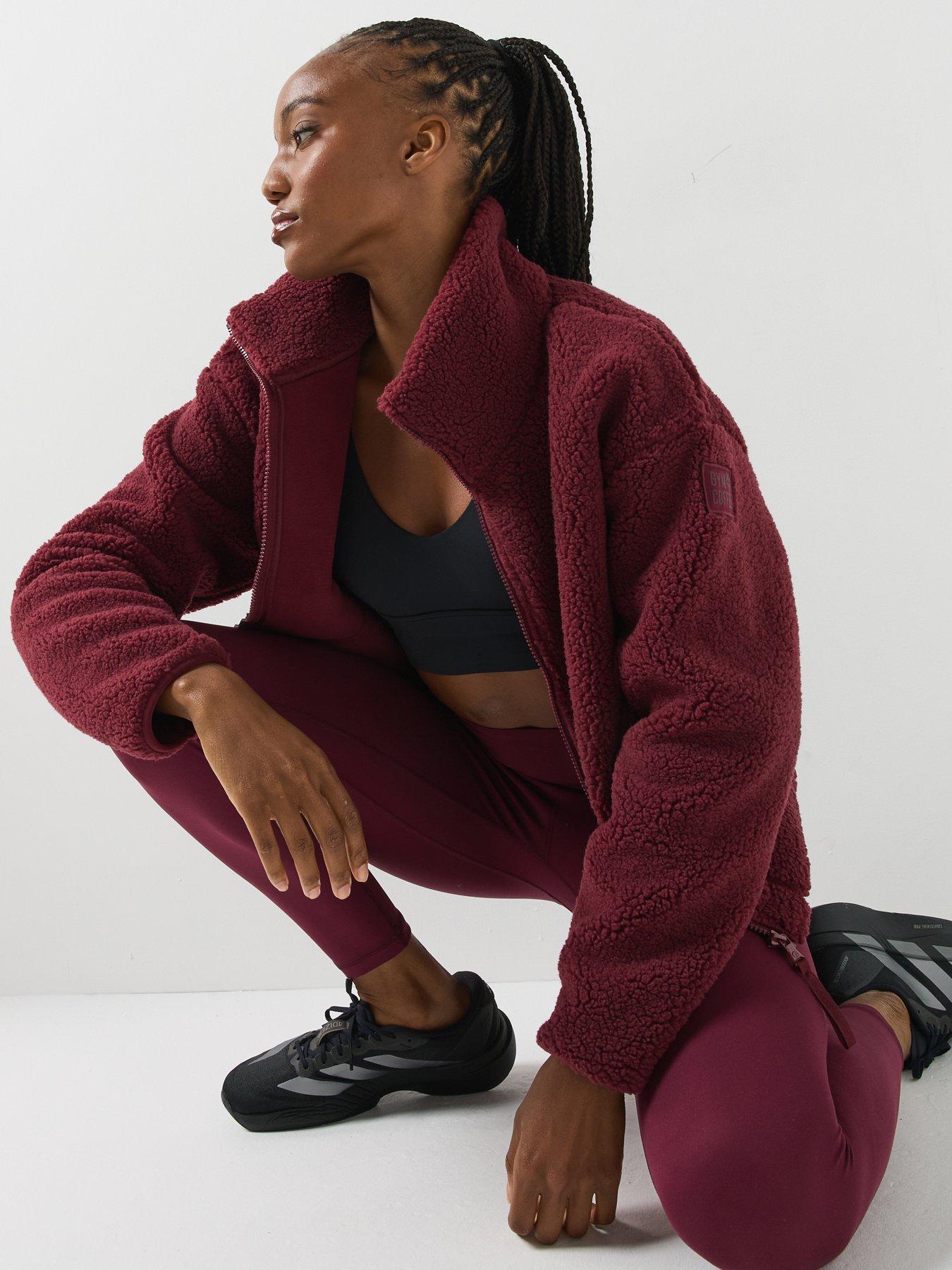 Image 3 of 5 of Gym + Coffee Womens Training Industry Teddy Fleece High Collar Jacket - Brown