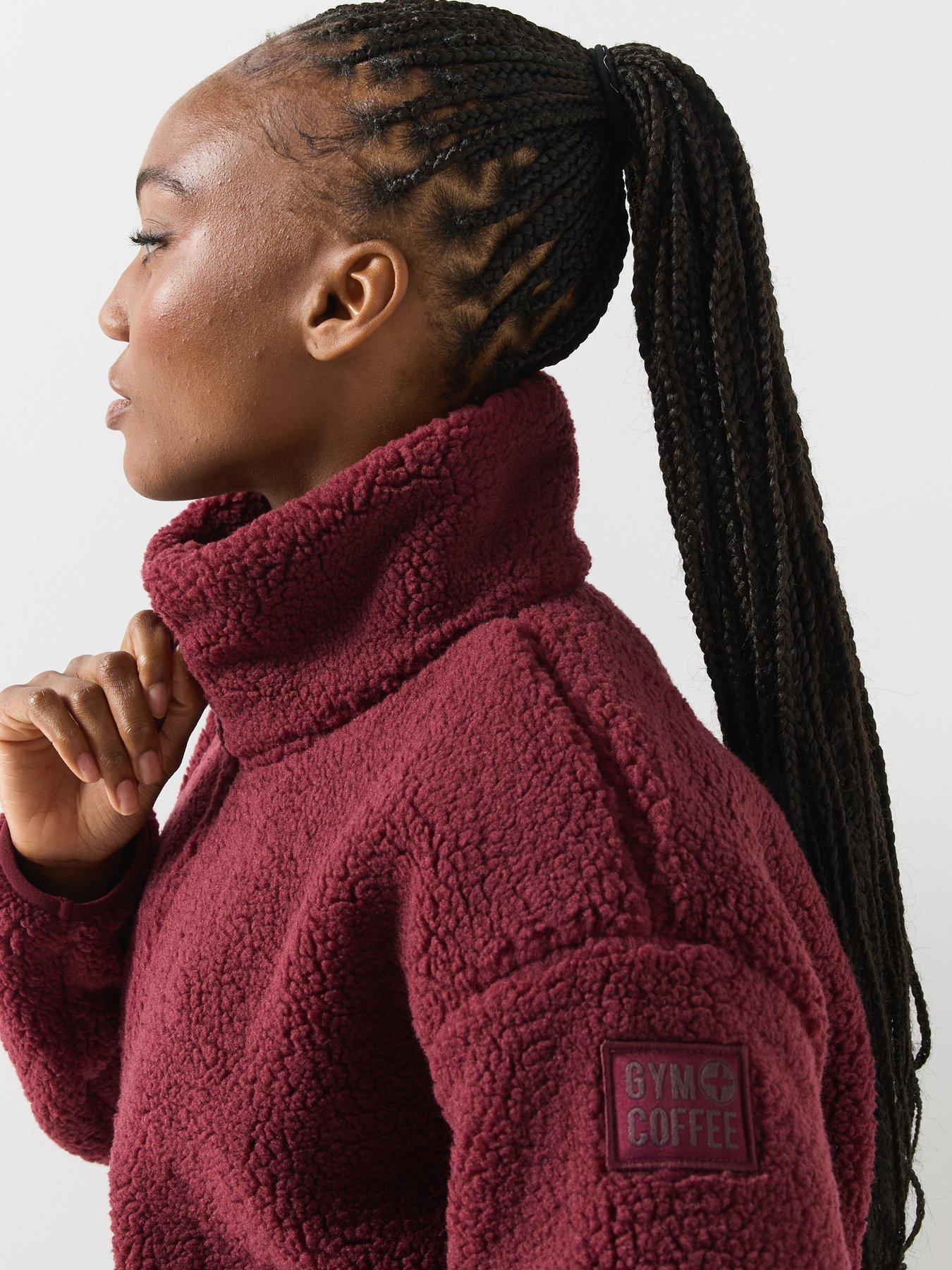 Image 4 of 5 of Gym + Coffee Womens Training Industry Teddy Fleece High Collar Jacket - Brown