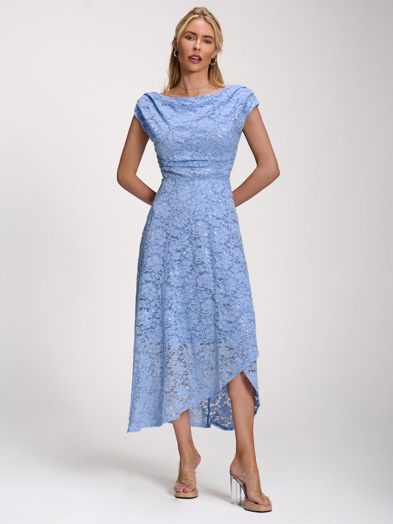 Jolie Moi Lace Sequin Embellished Midi Dress