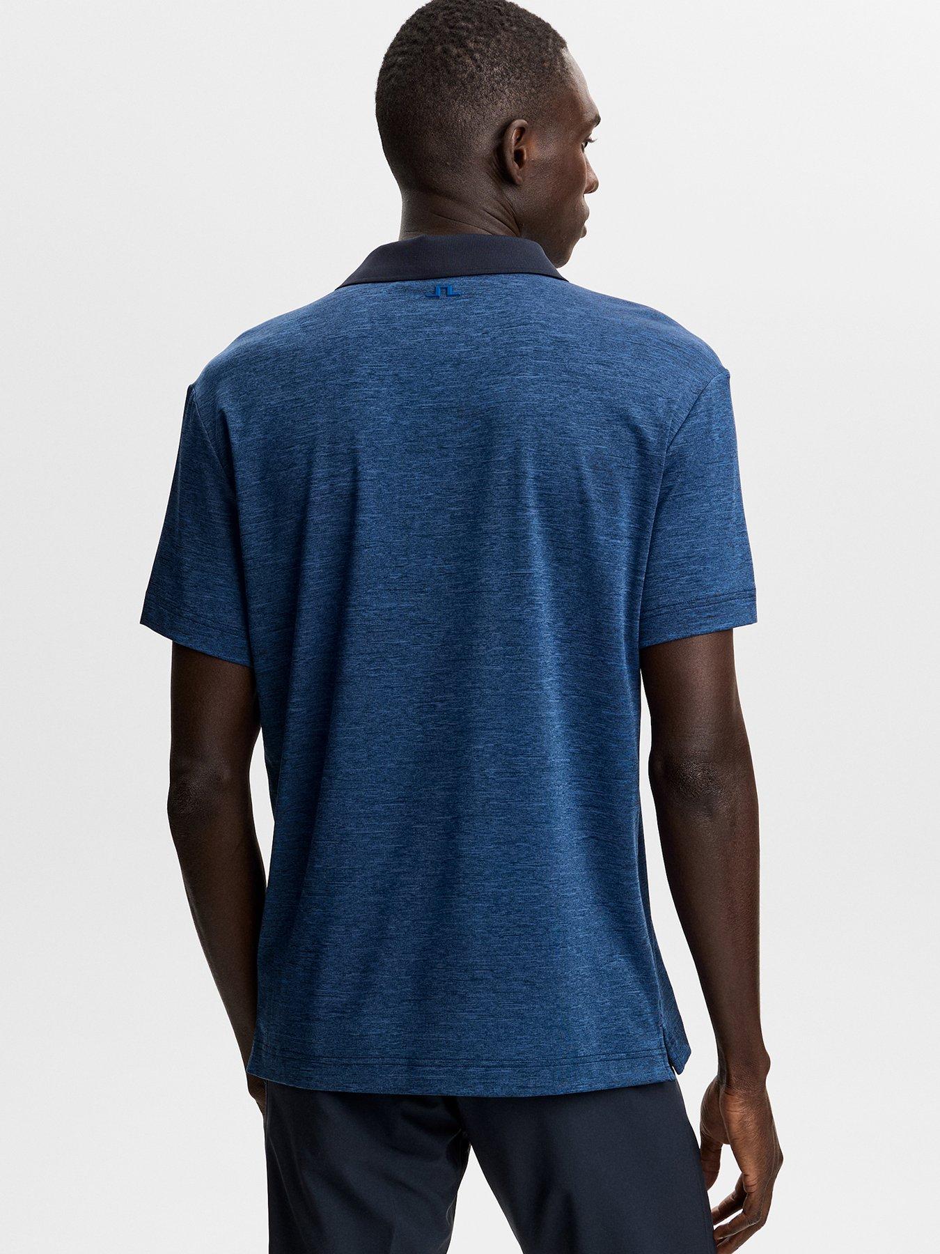 Image 2 of 5 of J LINDEBERG Mens Rocky Contrast Stripe Polo Shirt - Navy