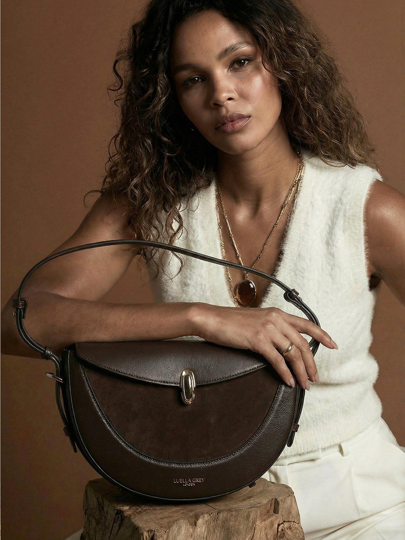 Image 6 of 6 of Luella Grey Angelina Multiway Shoulder Saddle Bag - Chocolate