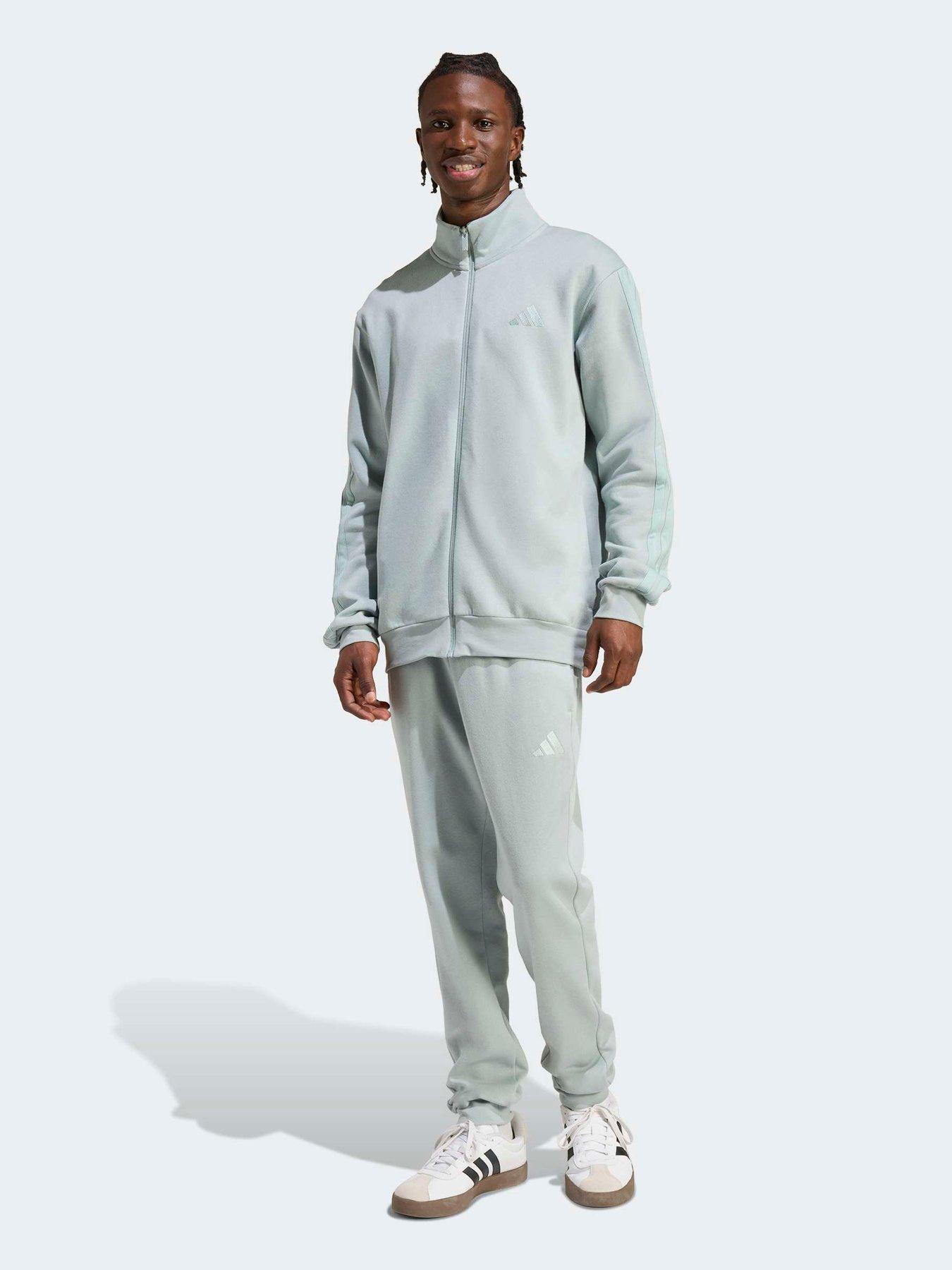 Adidas Originals Mens 3 Stripe Fleece Tracksuit - Green