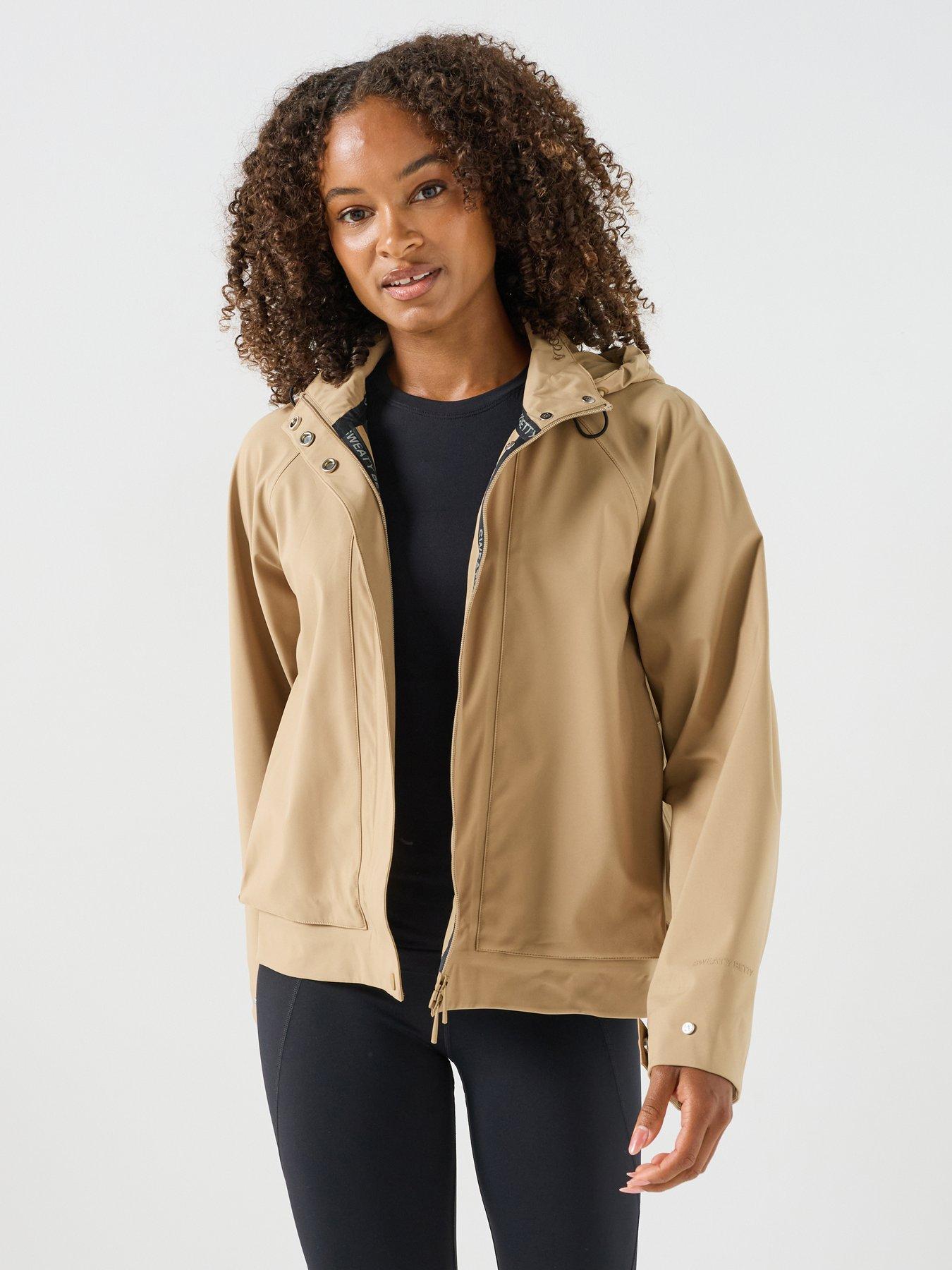 Sweaty Betty Medium Women's Motion Waterproof Cropped Parka Golden Beige SB10228 - Image 2