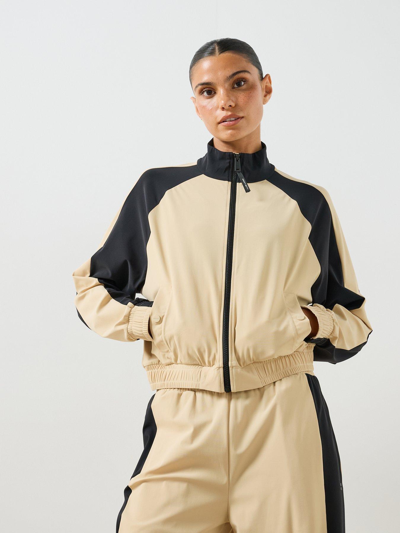 Sweaty Betty Womens Training Explorer Colour Block Zip Up Jacket - Dove Beige Black