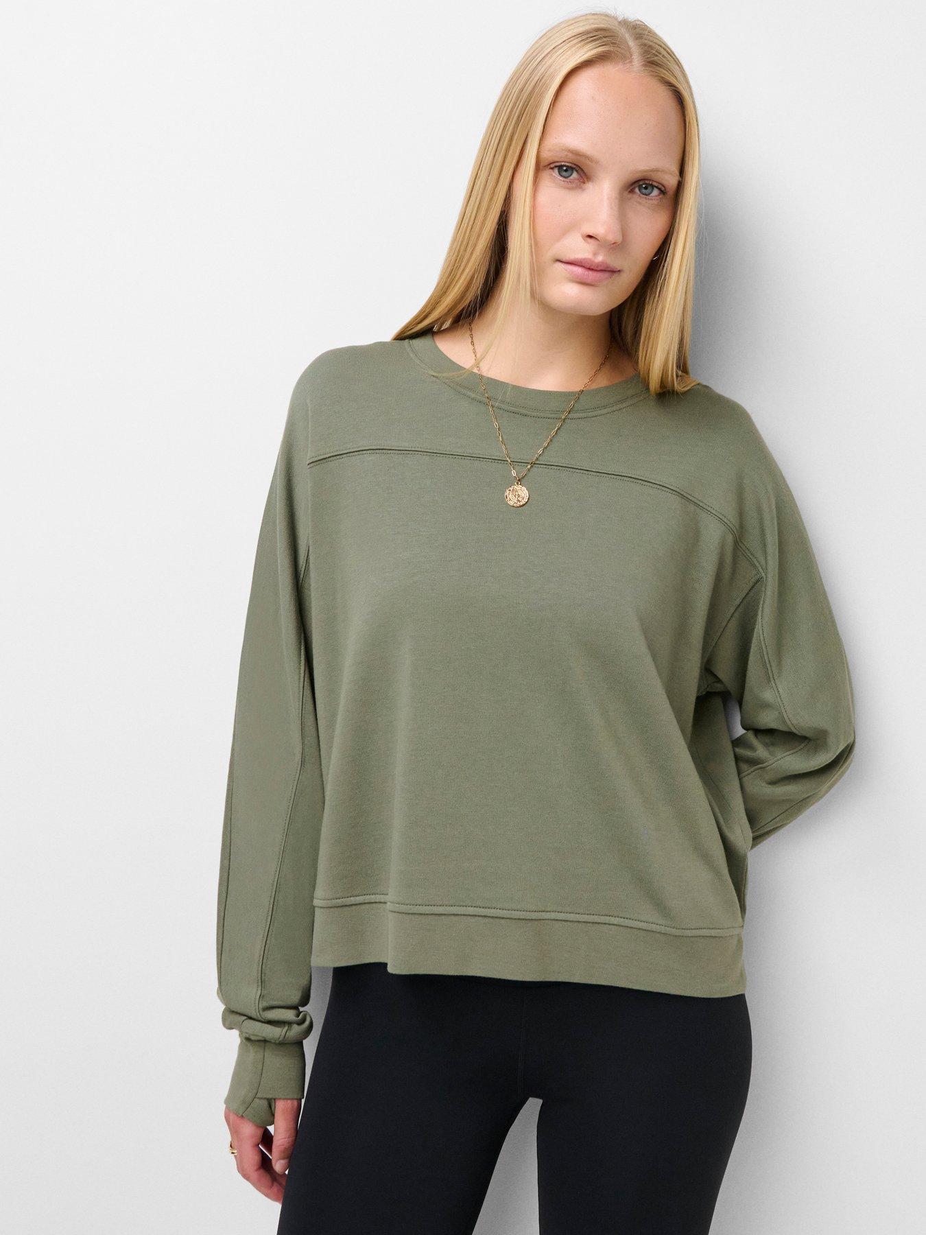 Sweaty Betty After Class Seam Detail Crop Sweatshirt - Bracken Green