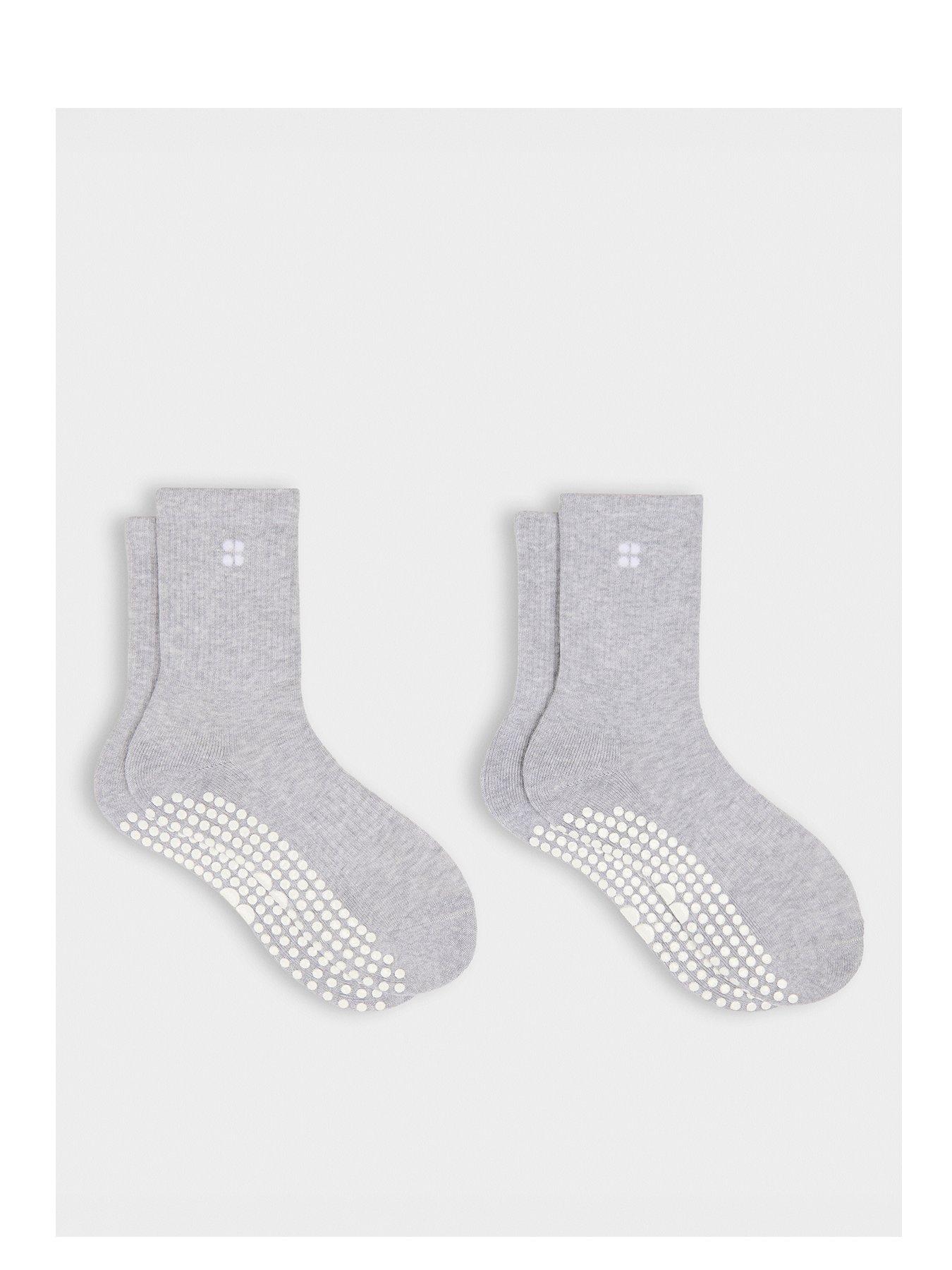 Sweaty Betty Womens Training Pilates Crew Gripper Sock 2 Pack - Grey