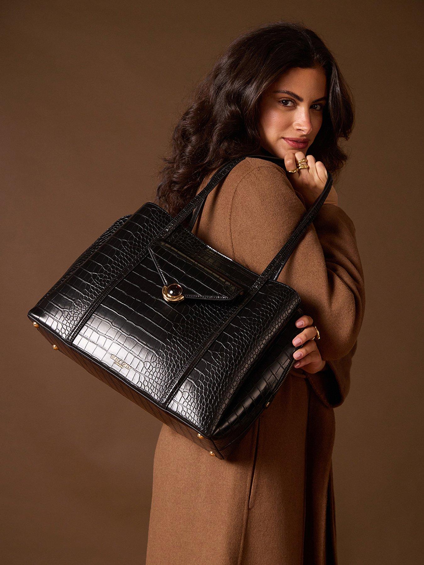 Luella Grey Francois Laptop Tote In Black Croc
