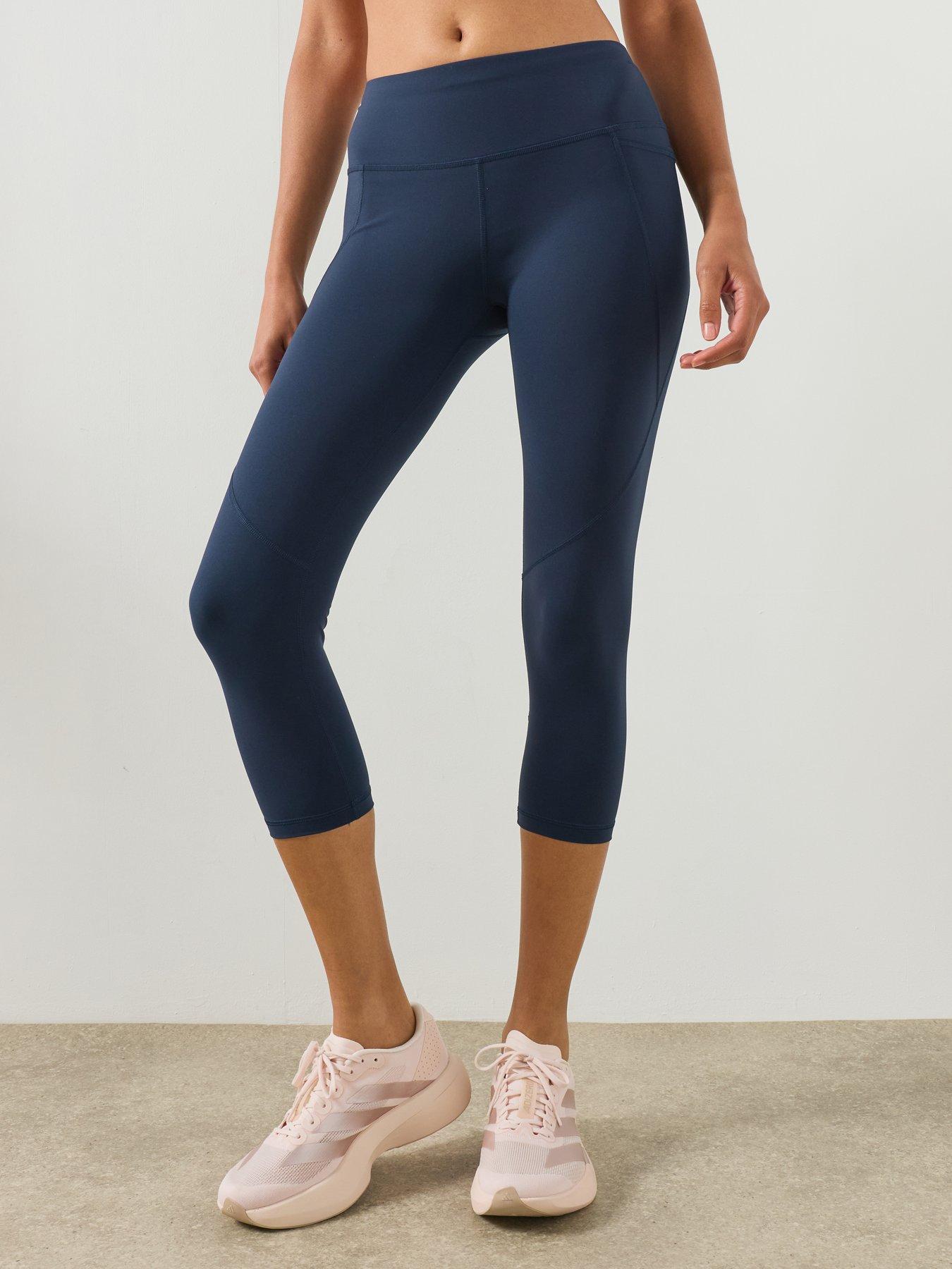 Sweaty Betty Womens Training Power Cropped Workout Leggings, Navy, Size L, Women