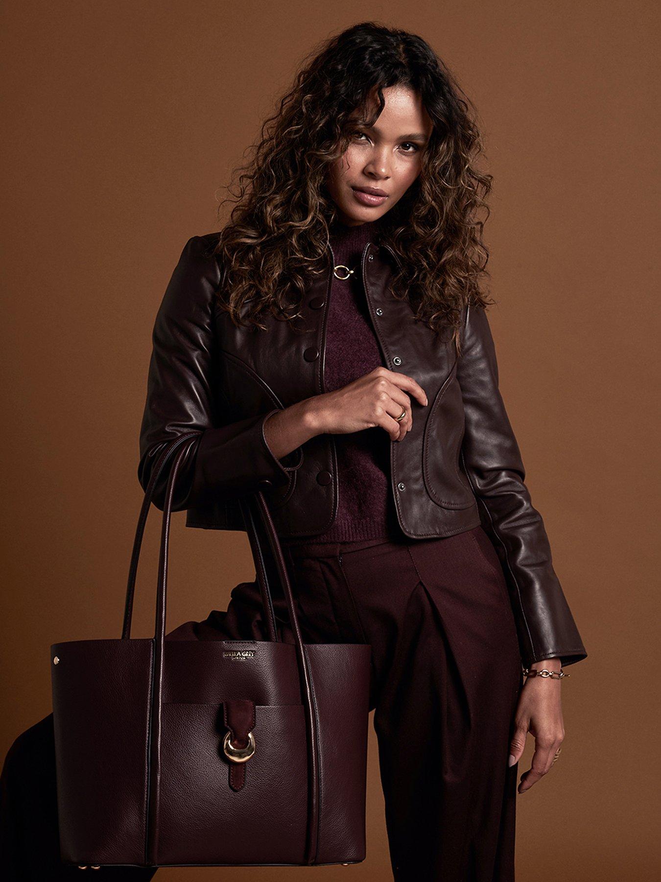 Luella Grey Lilibet Laptop Tote In Black Cherry