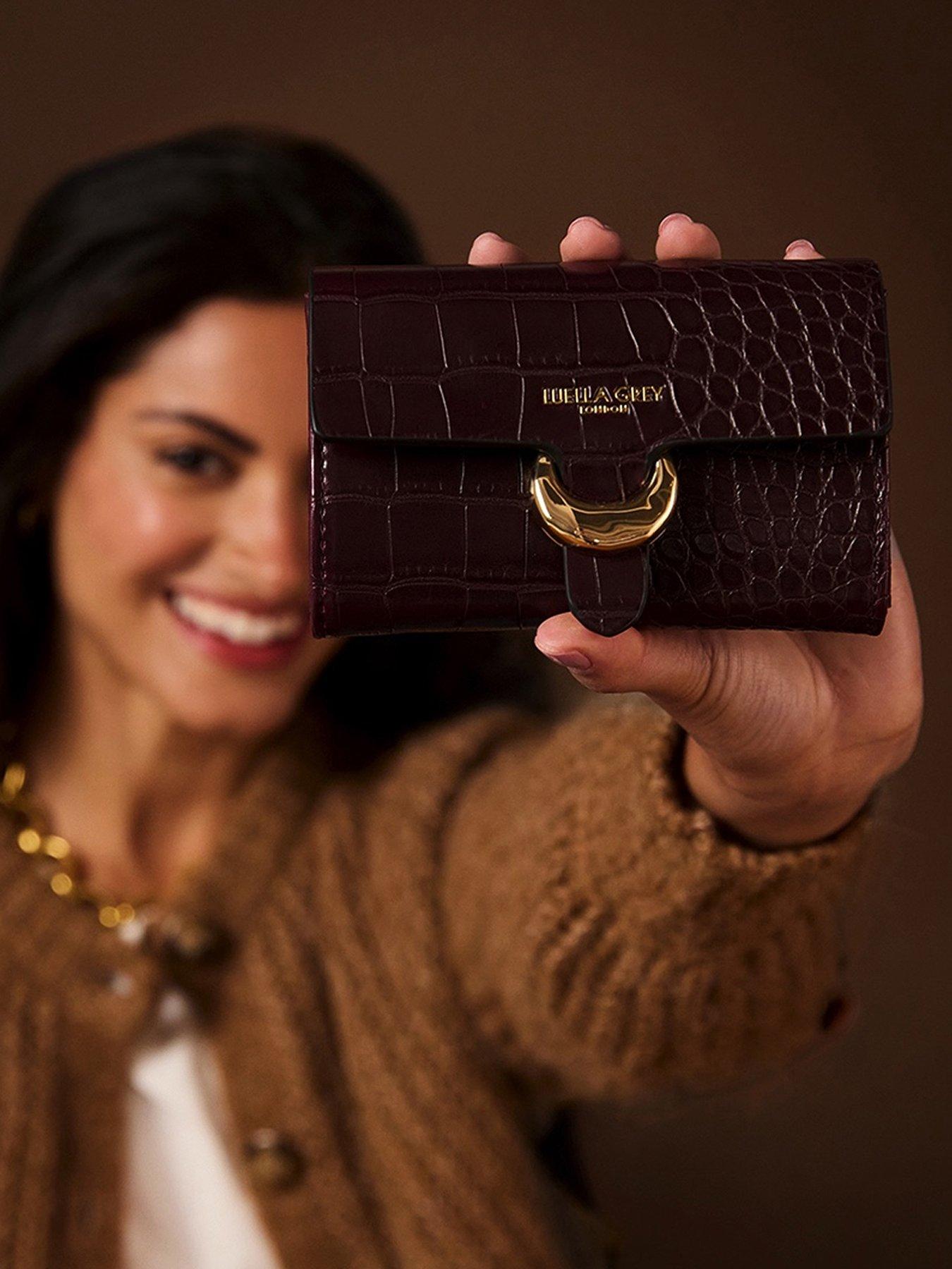Image 1 of 4 of Luella Grey Letitia Medium Purse In Black Cherry Croc