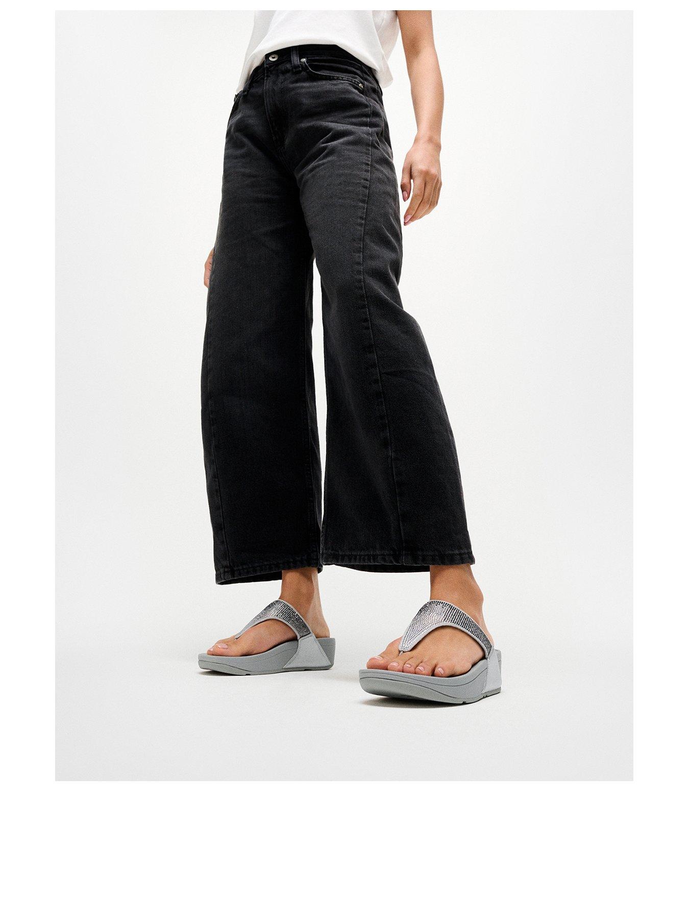 Image 2 of 5 of FitFlop Womens Lulu Ombre Crystal Toe-Post Sandals - Silver