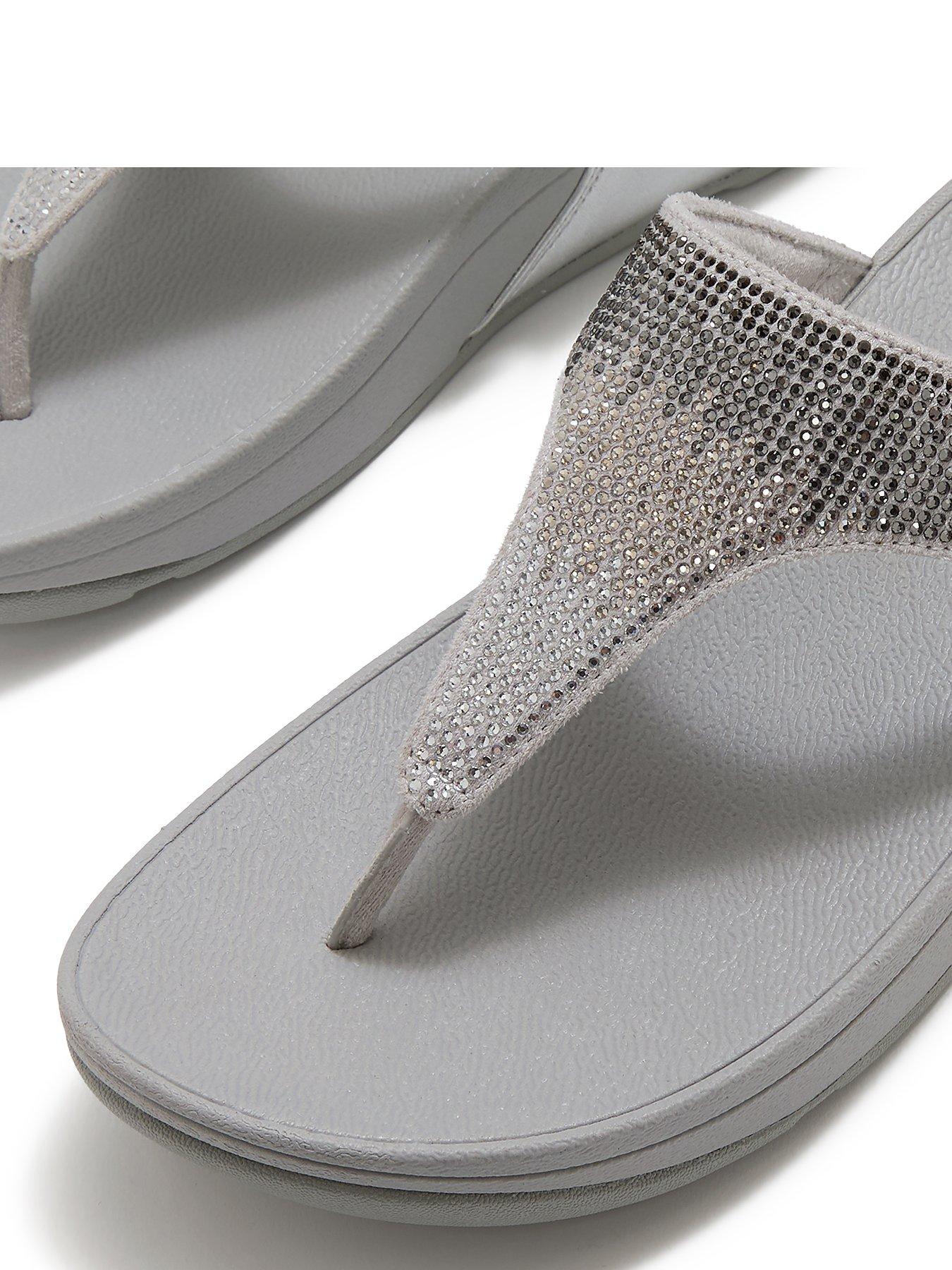 Image 4 of 5 of FitFlop Womens Lulu Ombre Crystal Toe-Post Sandals - Silver