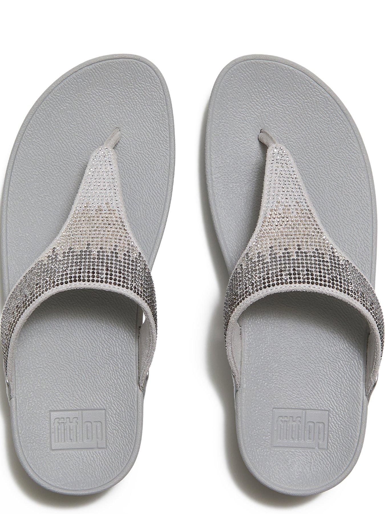 Image 5 of 5 of FitFlop Womens Lulu Ombre Crystal Toe-Post Sandals - Silver