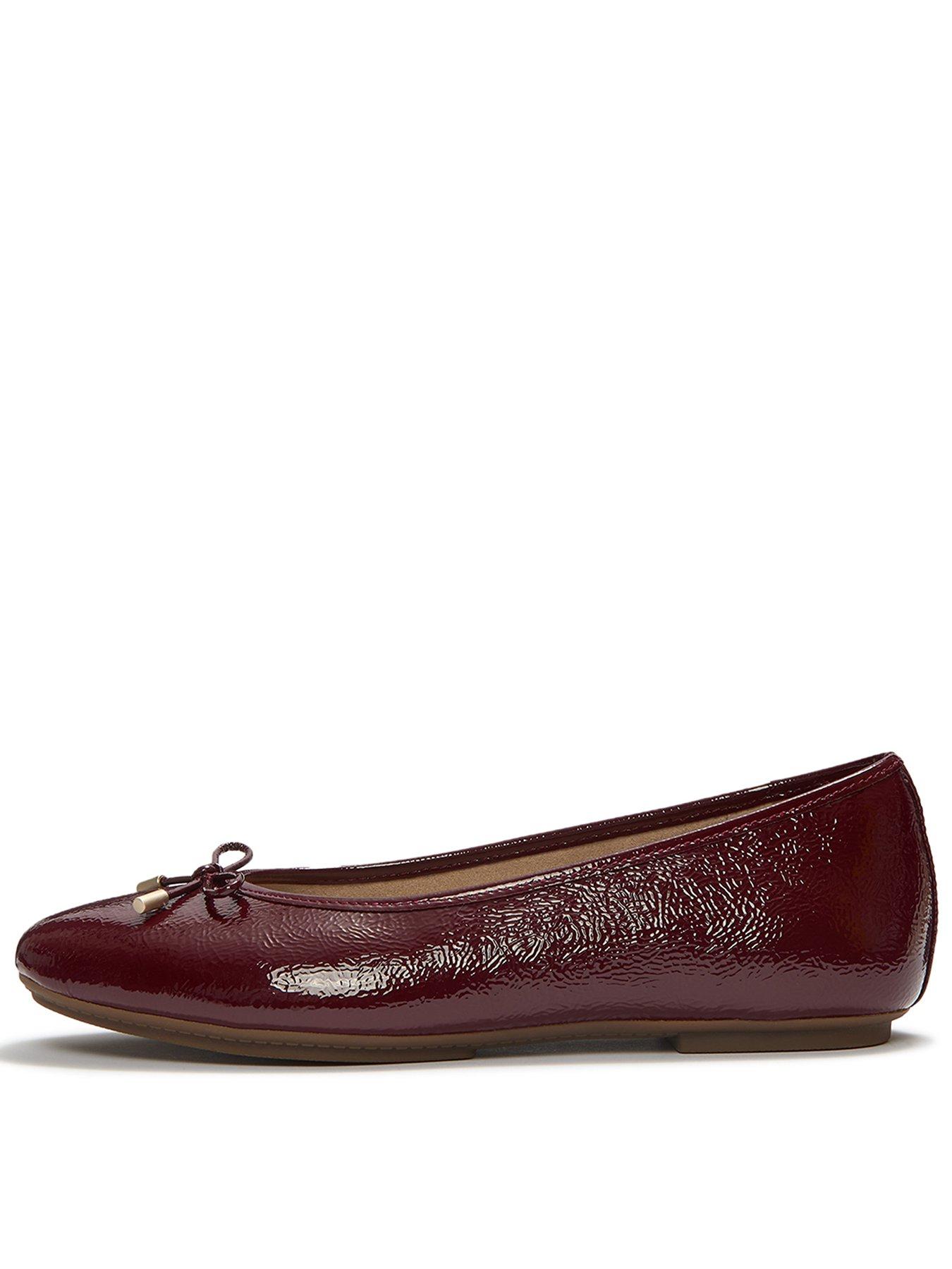 Image 1 of 5 of FitFlop Womens Delicato Bow Textured Patent Leather Ballet Pumps - Red