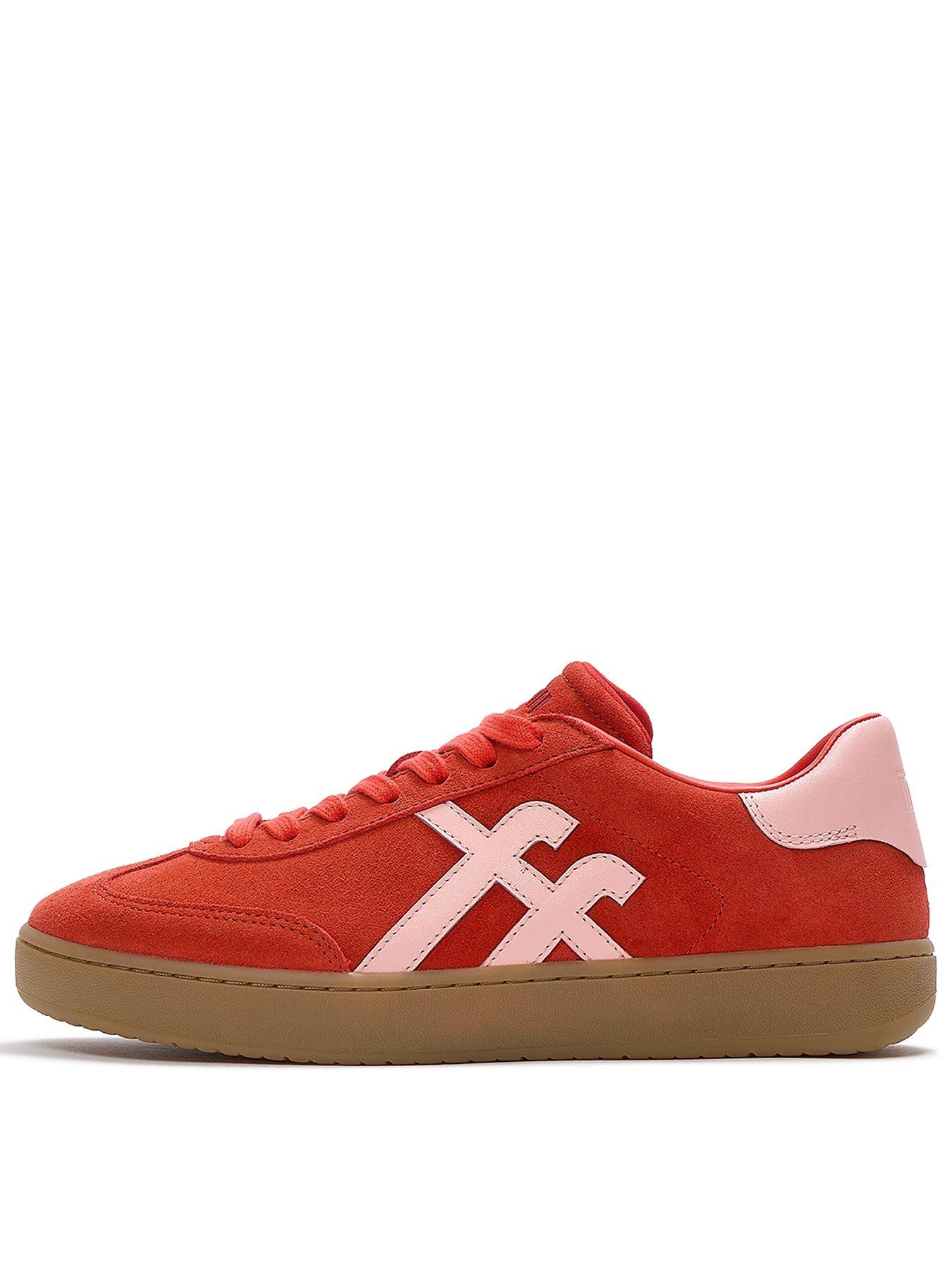 Image 1 of 5 of FitFlop Womens Suede T-Toe Supportive Trainers - Red