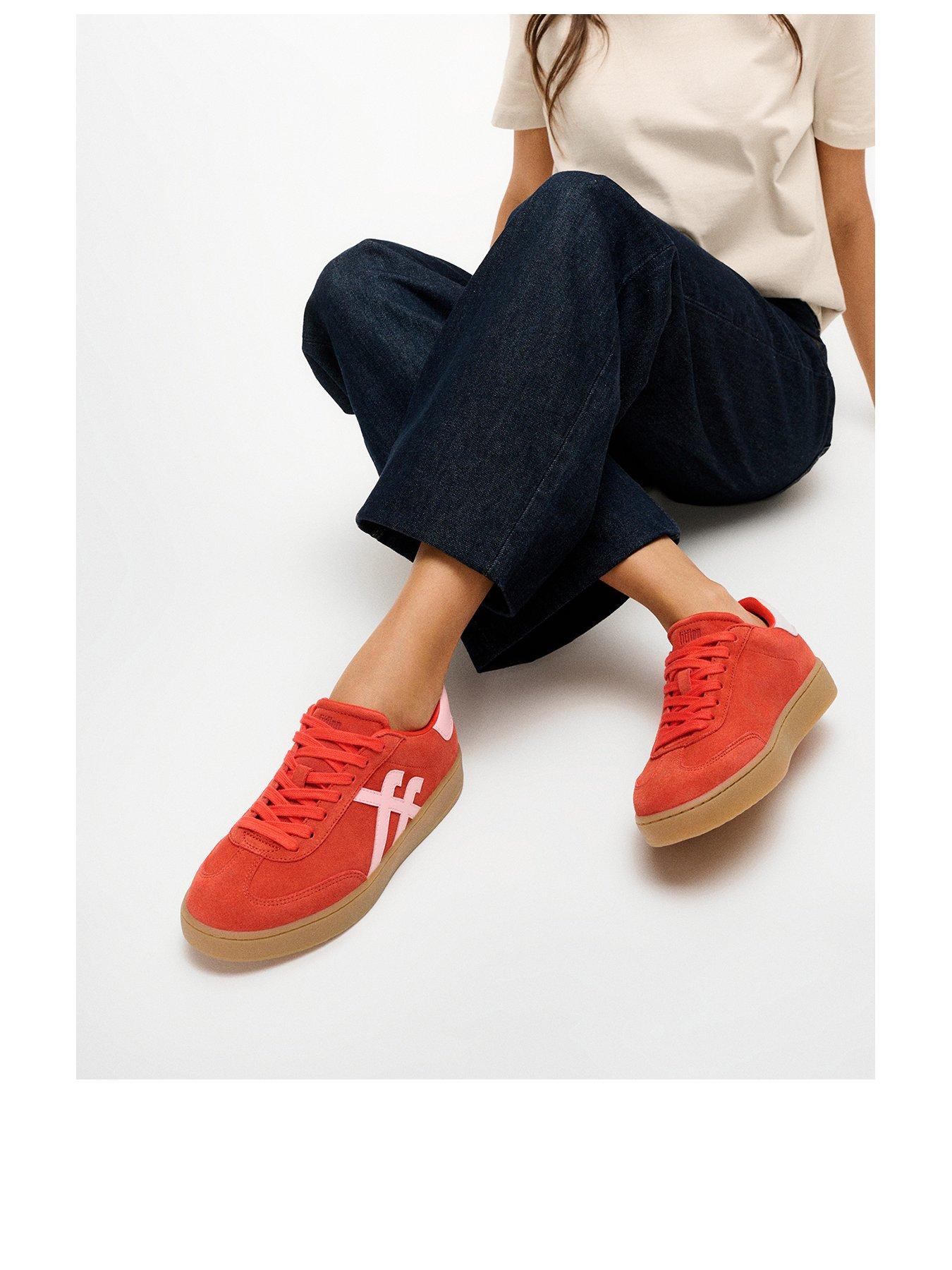 Image 2 of 5 of FitFlop Womens Suede T-Toe Supportive Trainers - Red