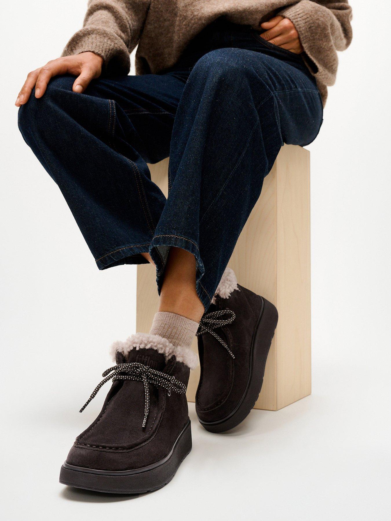 Image 2 of 5 of FitFlop FitFlop Womens GEN-FF Suede Shearling Boots - Brown