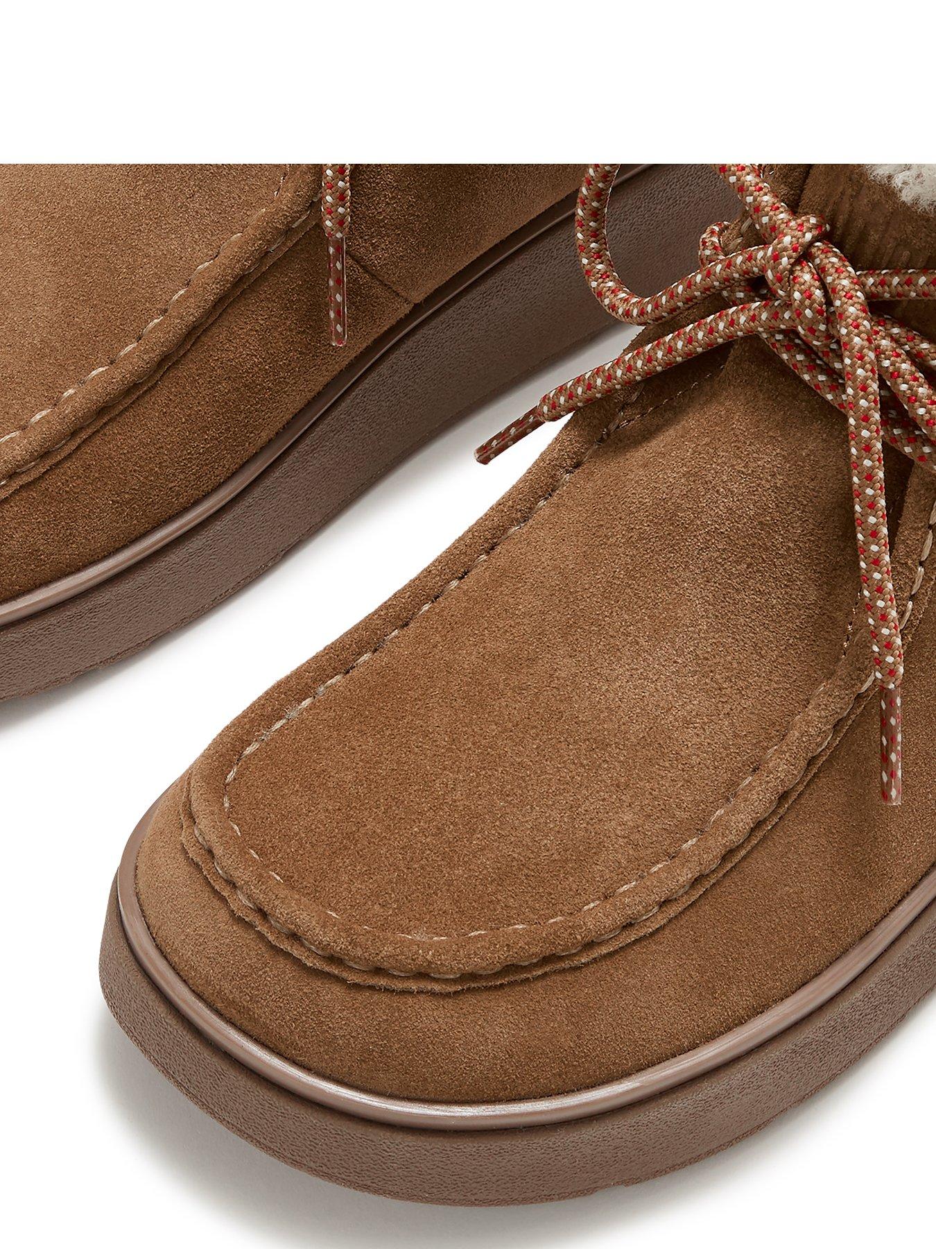 Image 4 of 5 of FitFlop Womens Suede Shearling Lace Up Boots - Brown