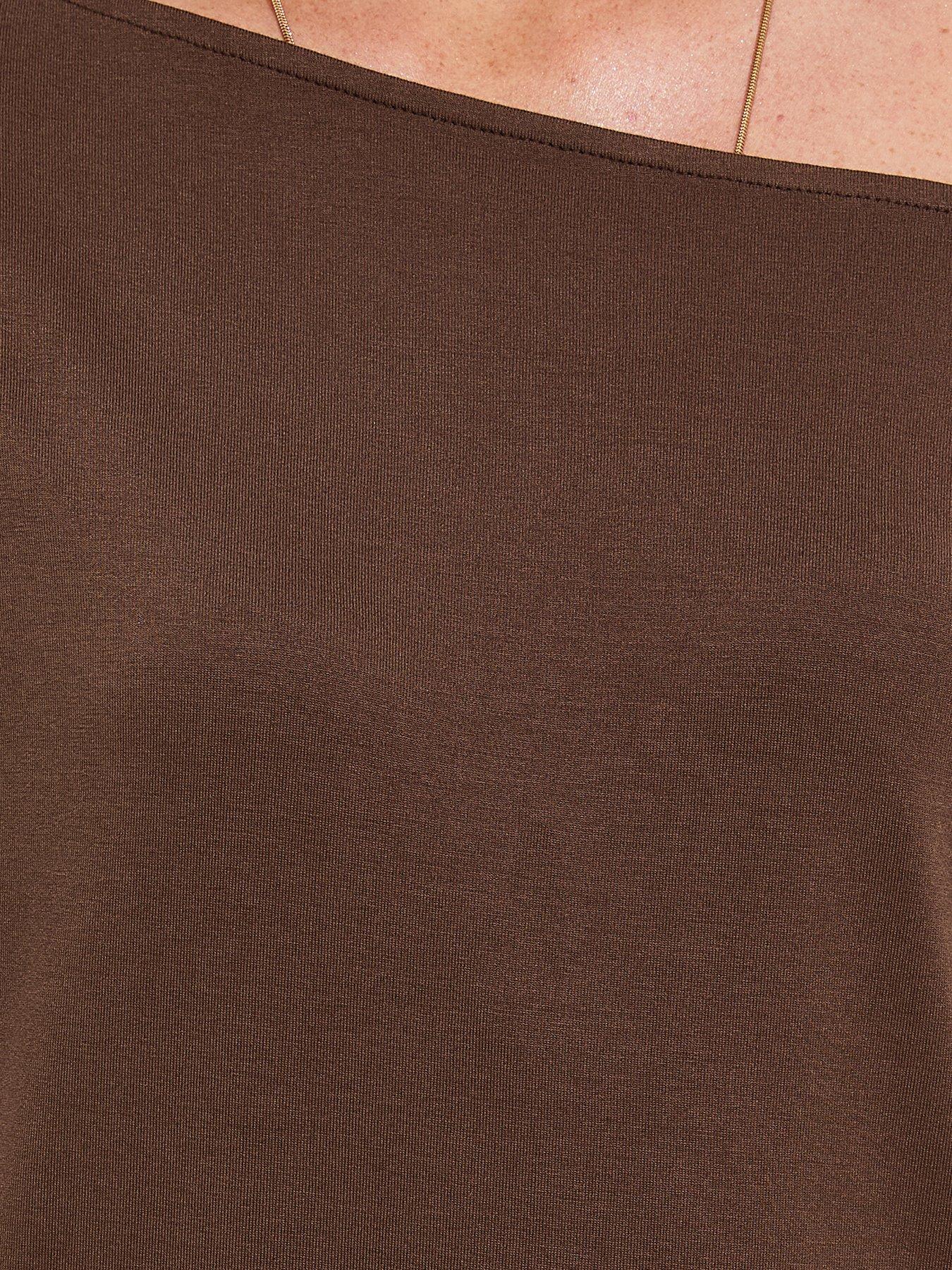 Image 6 of 6 of New Look Off The Shoulder T-Shirt - Brown