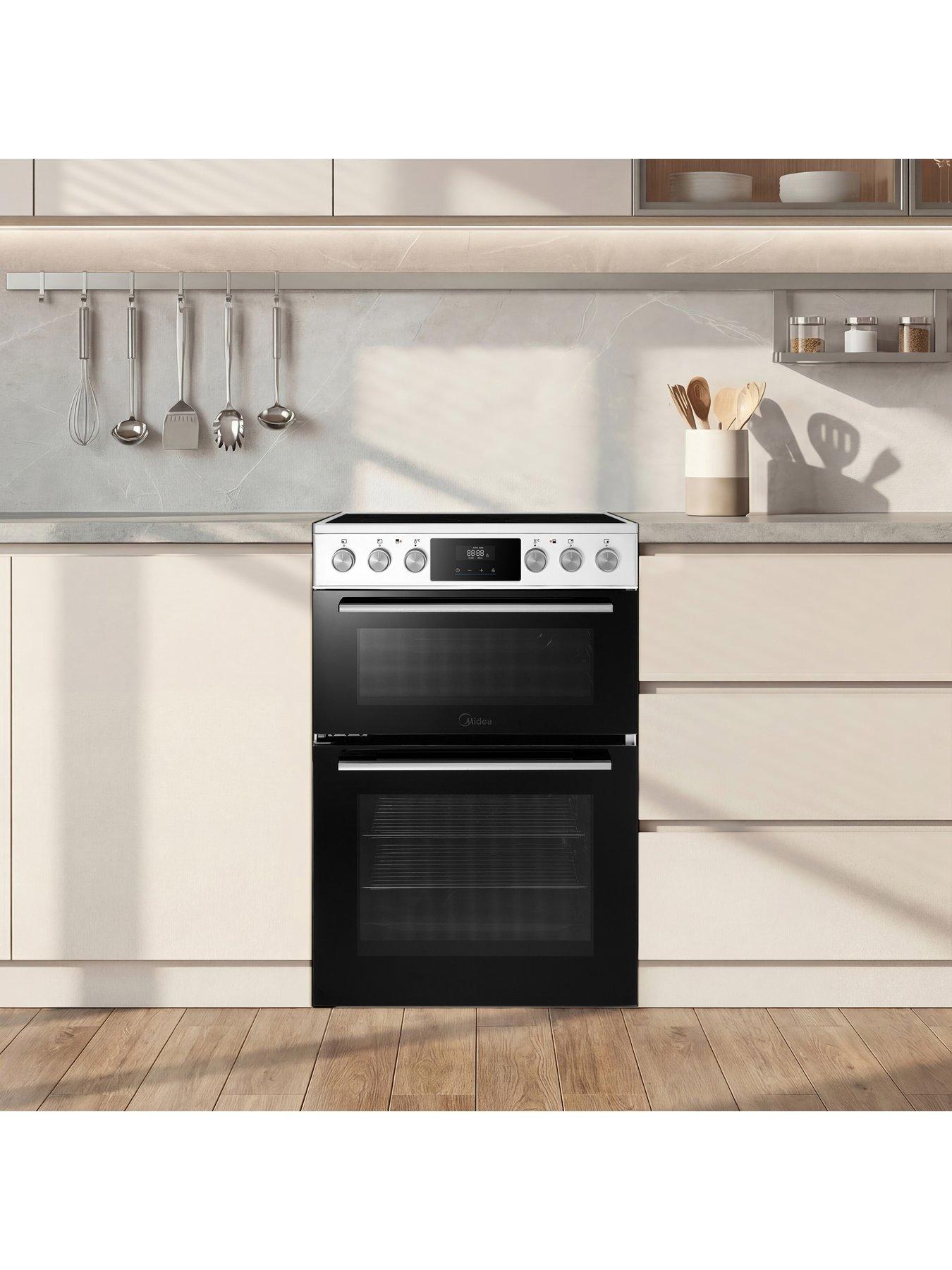 Image 2 of 7 of Midea MFO24EME4R118-WH 60cm Double Oven Freestanding Cooker With Ceramic Hob - White