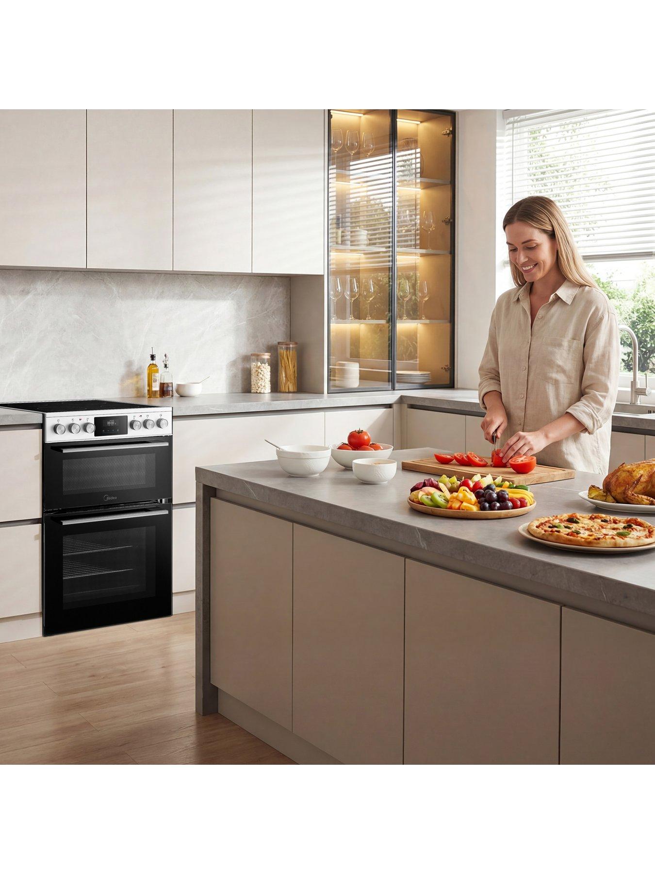 Image 3 of 7 of Midea MFO24EME4R118-WH 60cm Double Oven Freestanding Cooker With Ceramic Hob - White