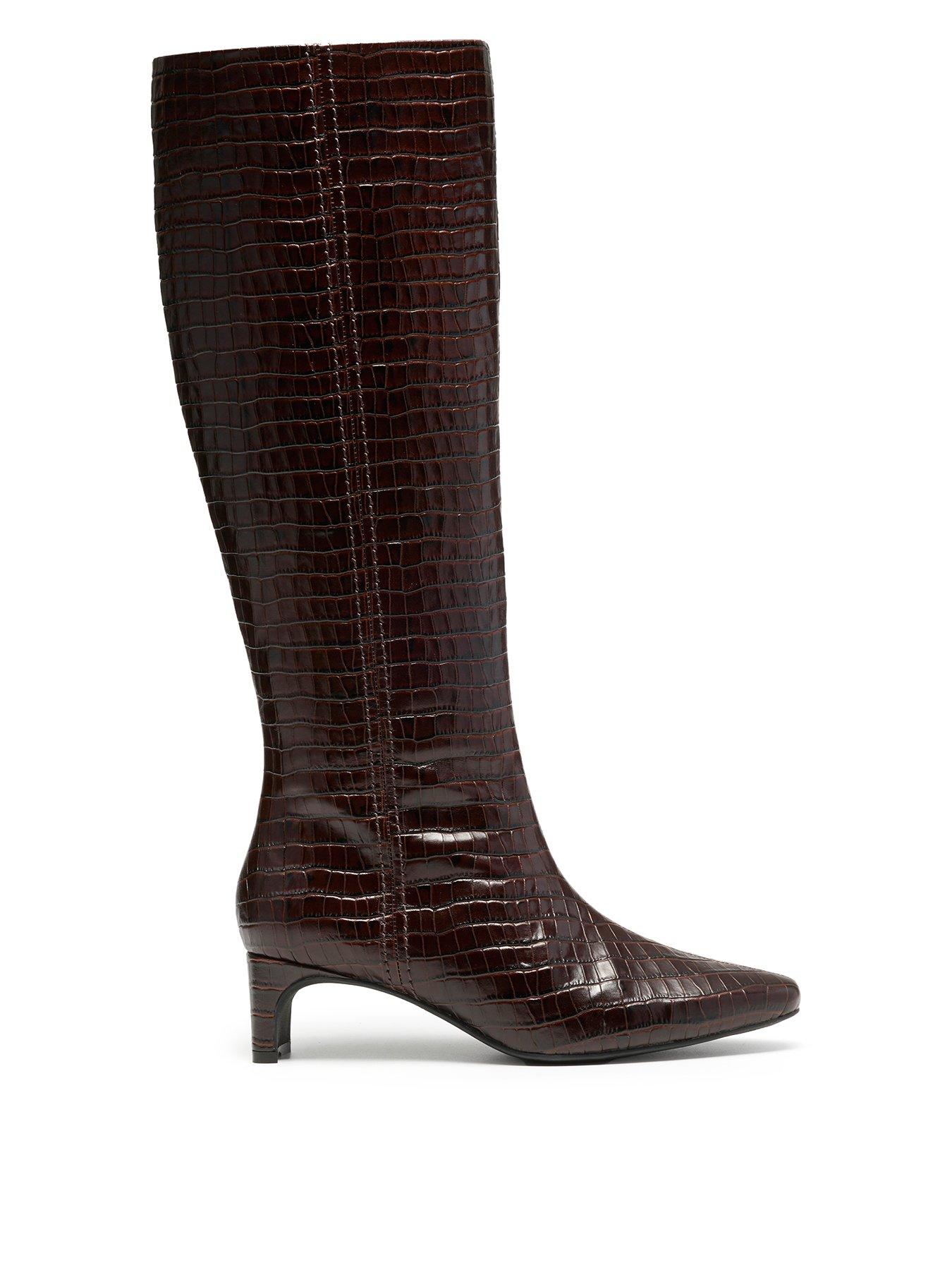 Image 1 of 6 of Clarks Edina Leather Tall Boot - Brown