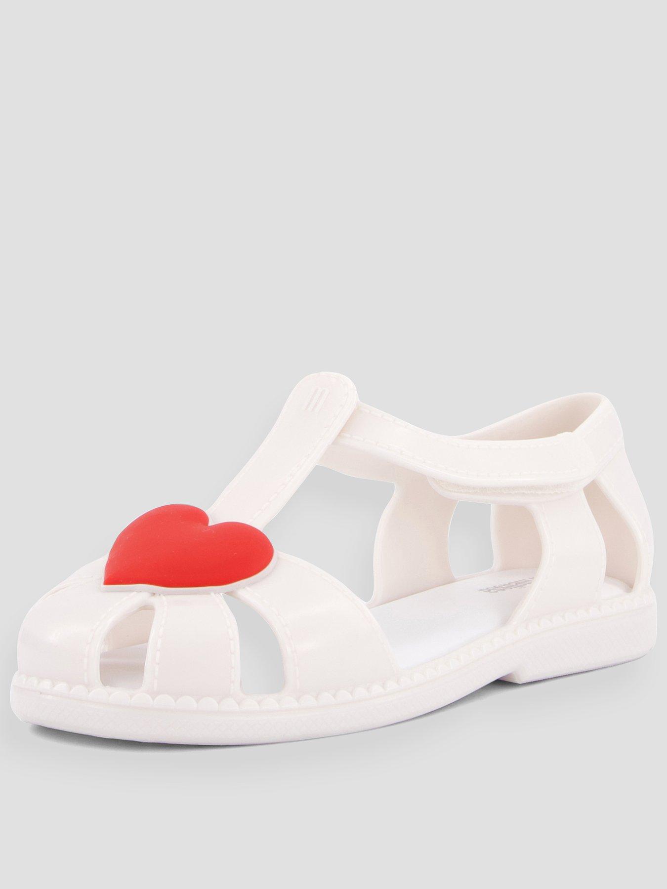 Image 1 of 7 of Mini Melissa Girls Hip Heart Ballerina Strap Sandals - White