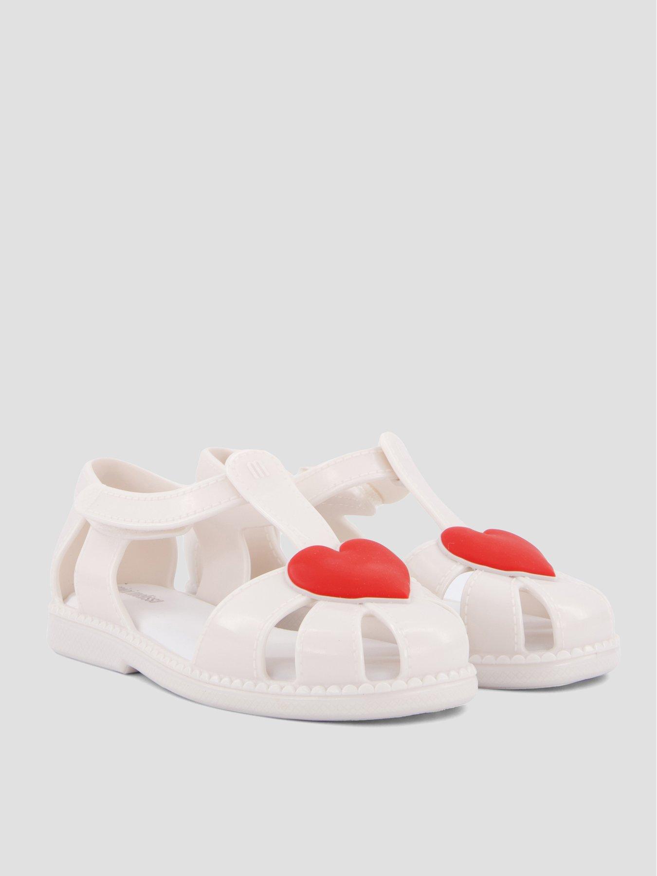 Image 6 of 7 of Mini Melissa Girls Hip Heart Ballerina Strap Sandals - White