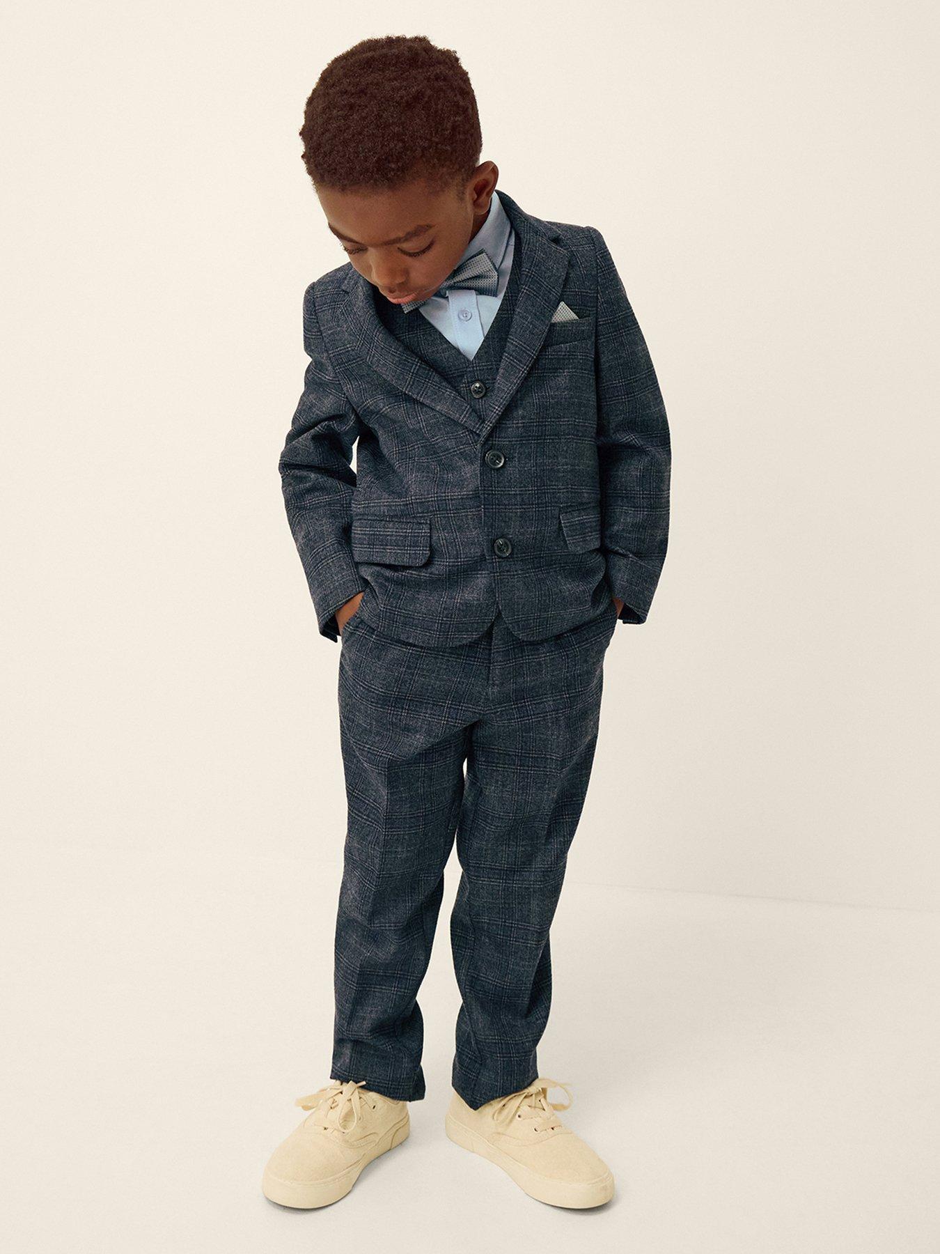 Image 1 of 4 of Monsoon Boys Rufus Check Smart Jacket - Grey