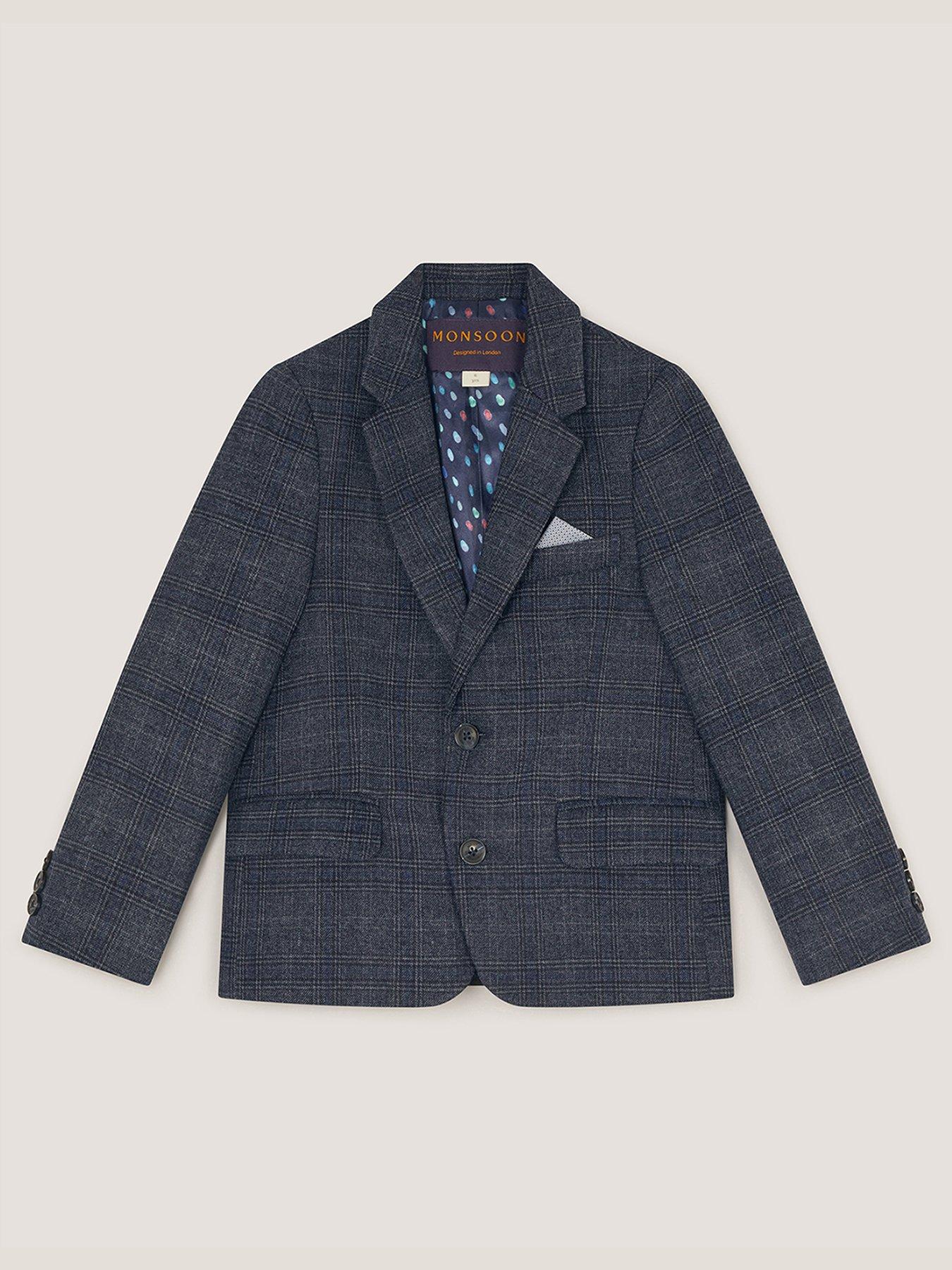 Image 2 of 4 of Monsoon Boys Rufus Check Smart Jacket - Grey