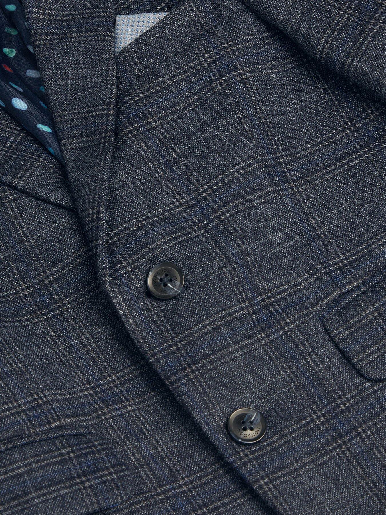 Image 4 of 4 of Monsoon Boys Rufus Check Smart Jacket - Grey
