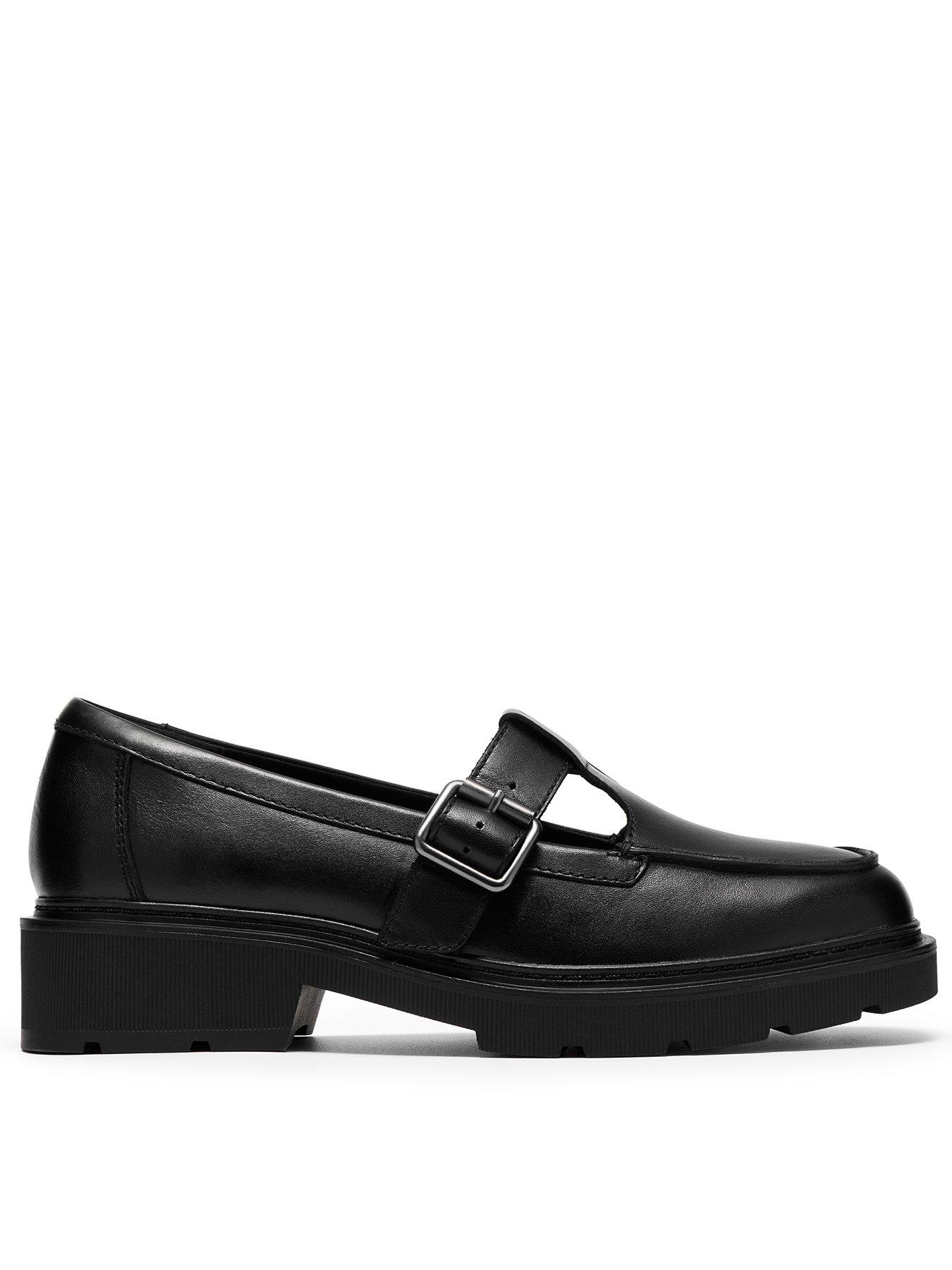 Clarks Lauryl T Bar Shoe - Black Matt